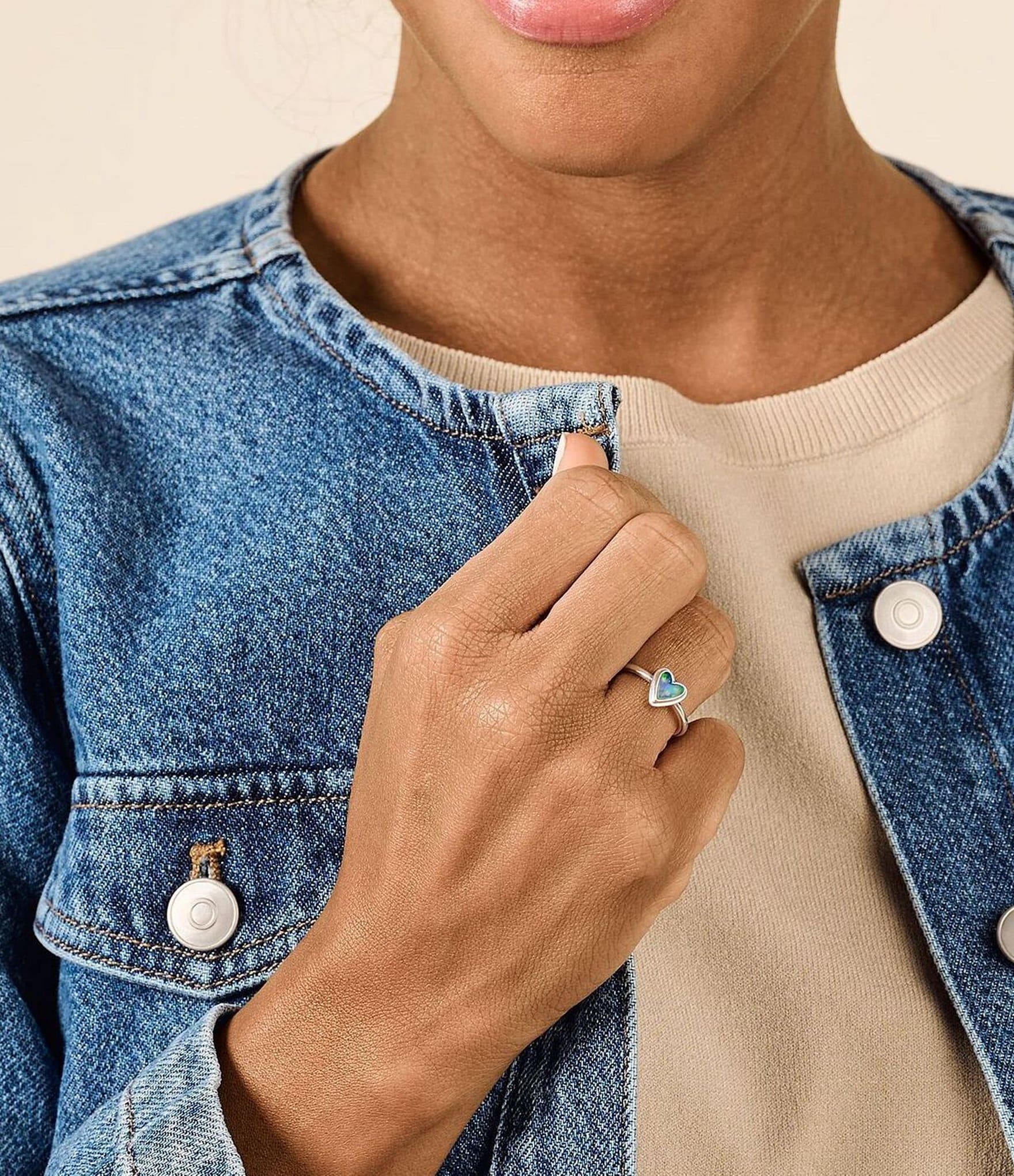 James Avery Sweetheart Green Opal Heart Doublet Ring