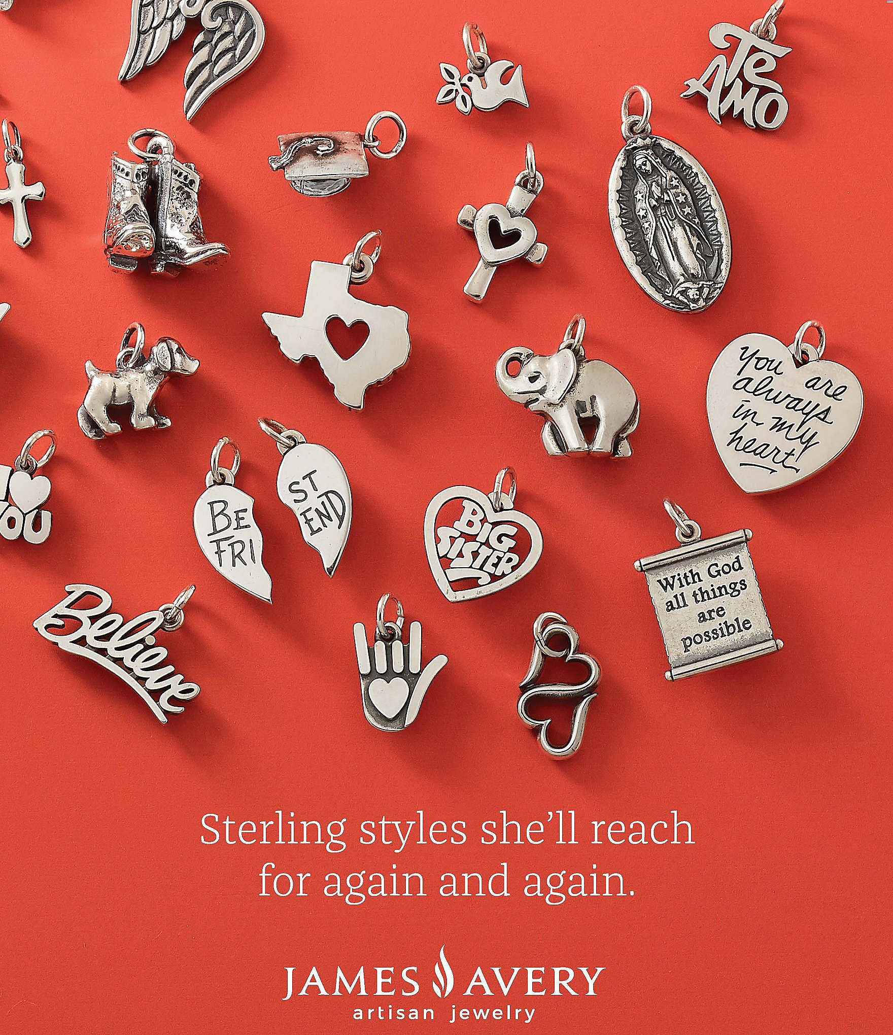 James Avery Te Amo Sterling Silver Charm