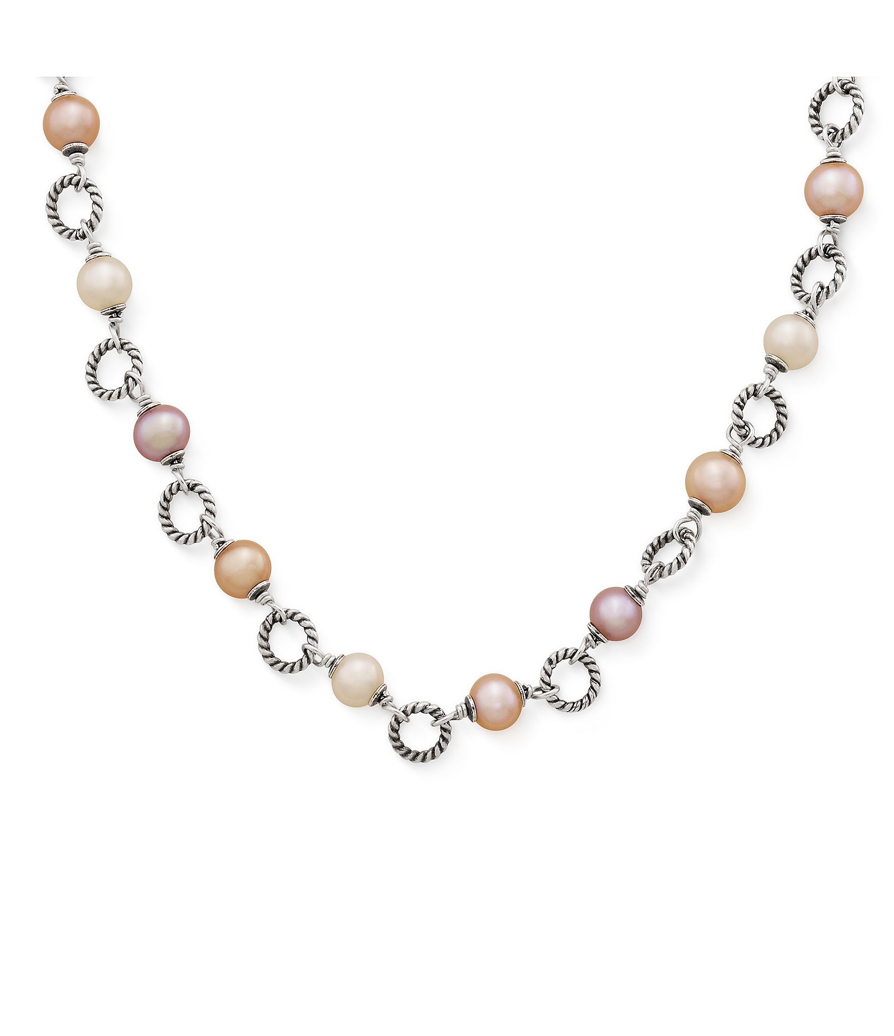 James Avery Twisted Wire Link Necklace with Cultured Pearls