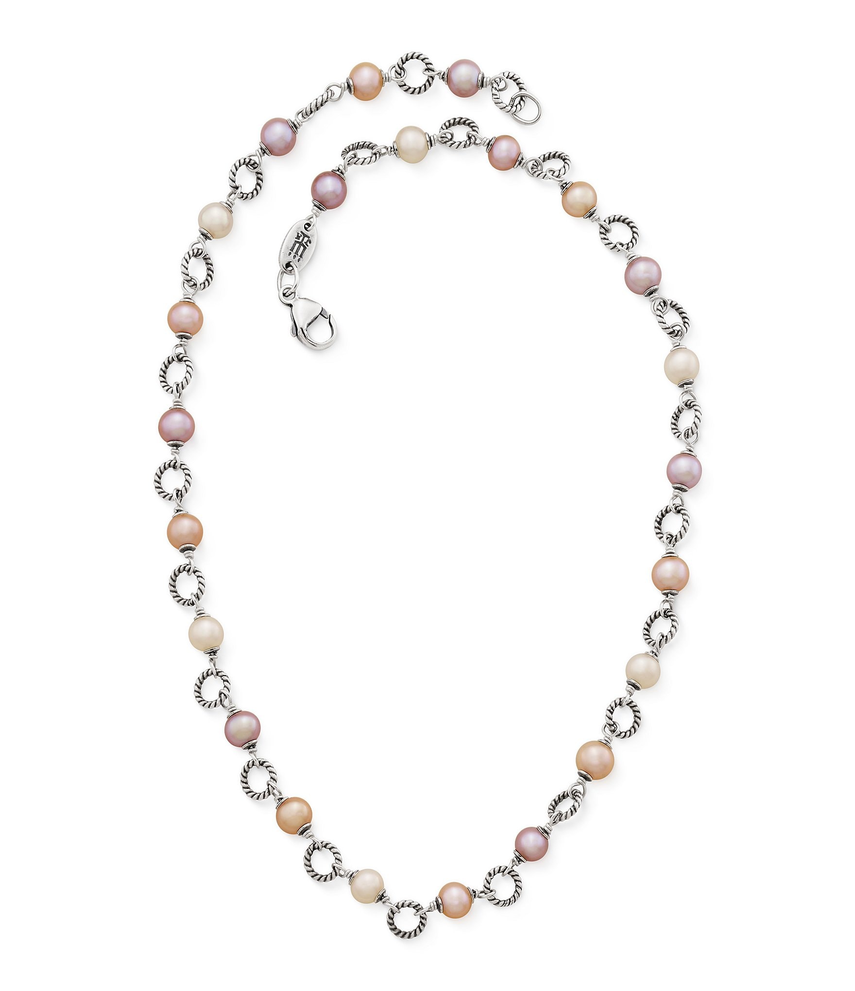 James Avery Twisted Wire Link Necklace with Cultured Pearls