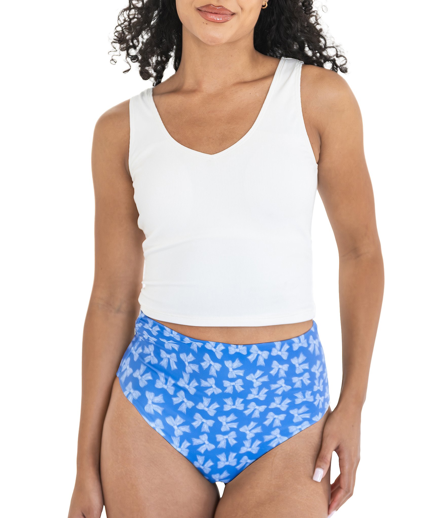 Janela Bay Ribbed Sport Bra Cropped Swim Top