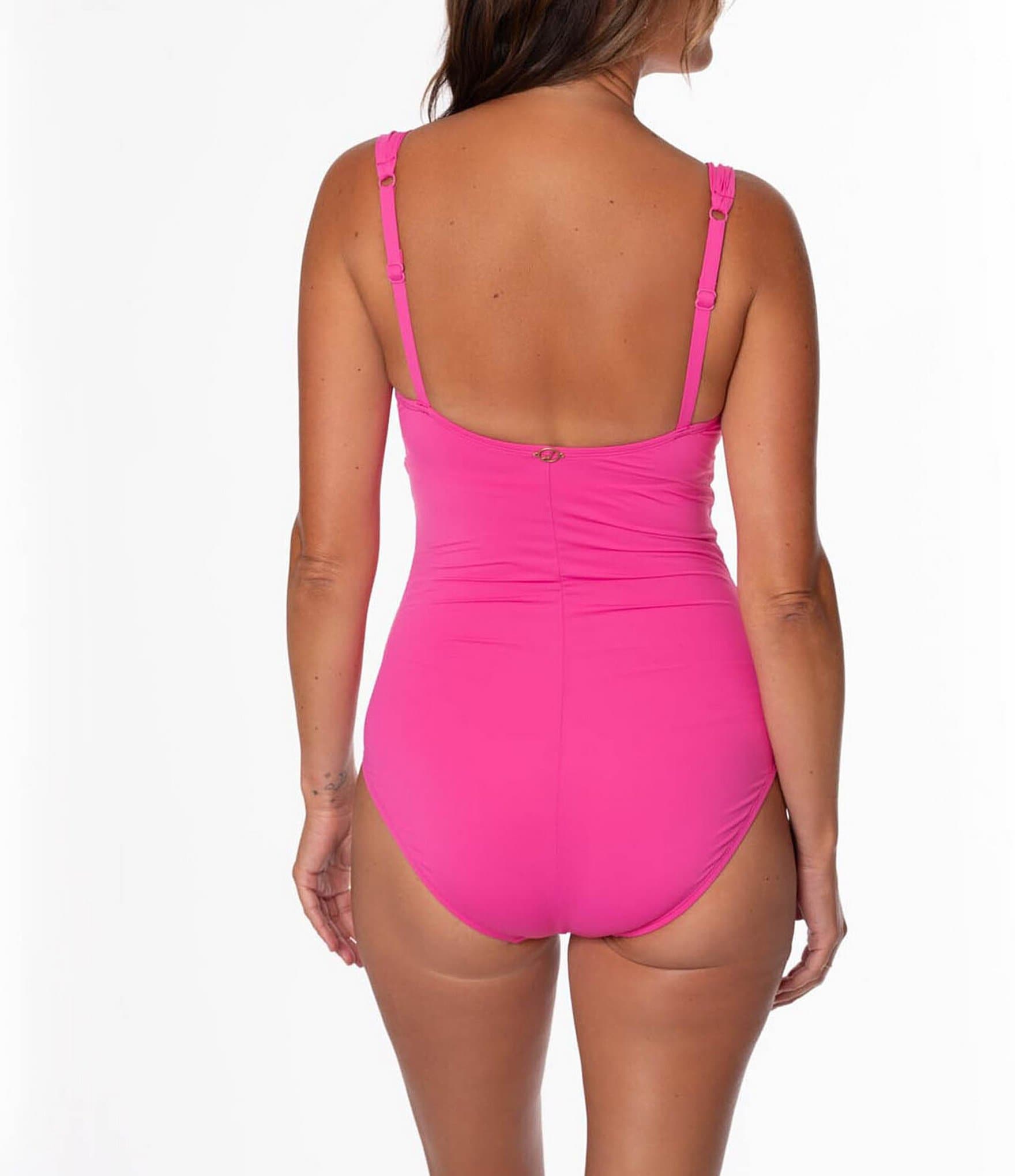 Jantzen Solid Surplice V-Neck Tummy Control Shirred One Piece Swimsuit