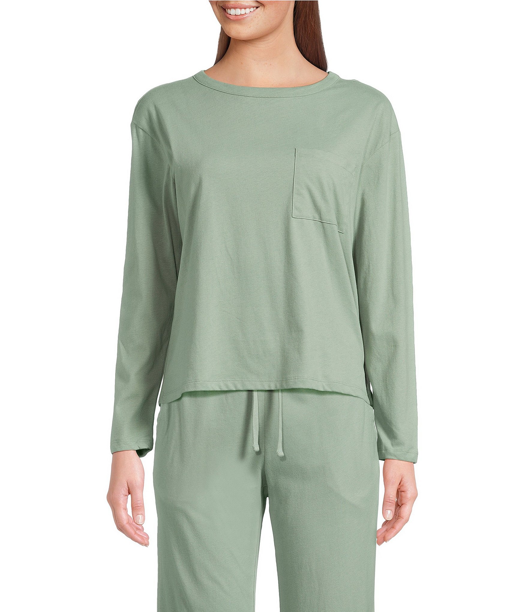 Jasmine & Ginger Brushed Knit Long Sleeve Coordinating Sleep Top