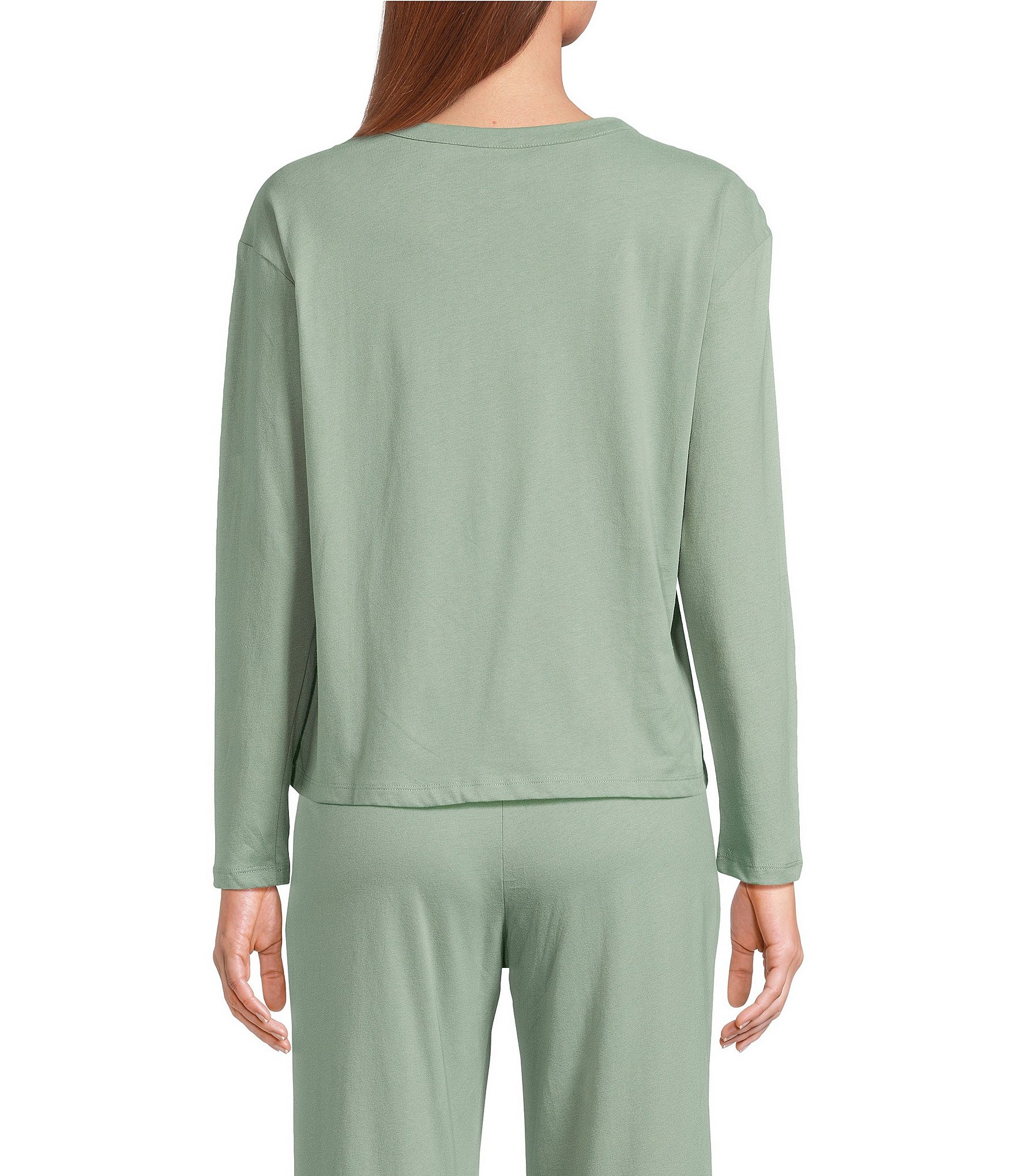 Jasmine & Ginger Brushed Knit Long Sleeve Coordinating Sleep Top
