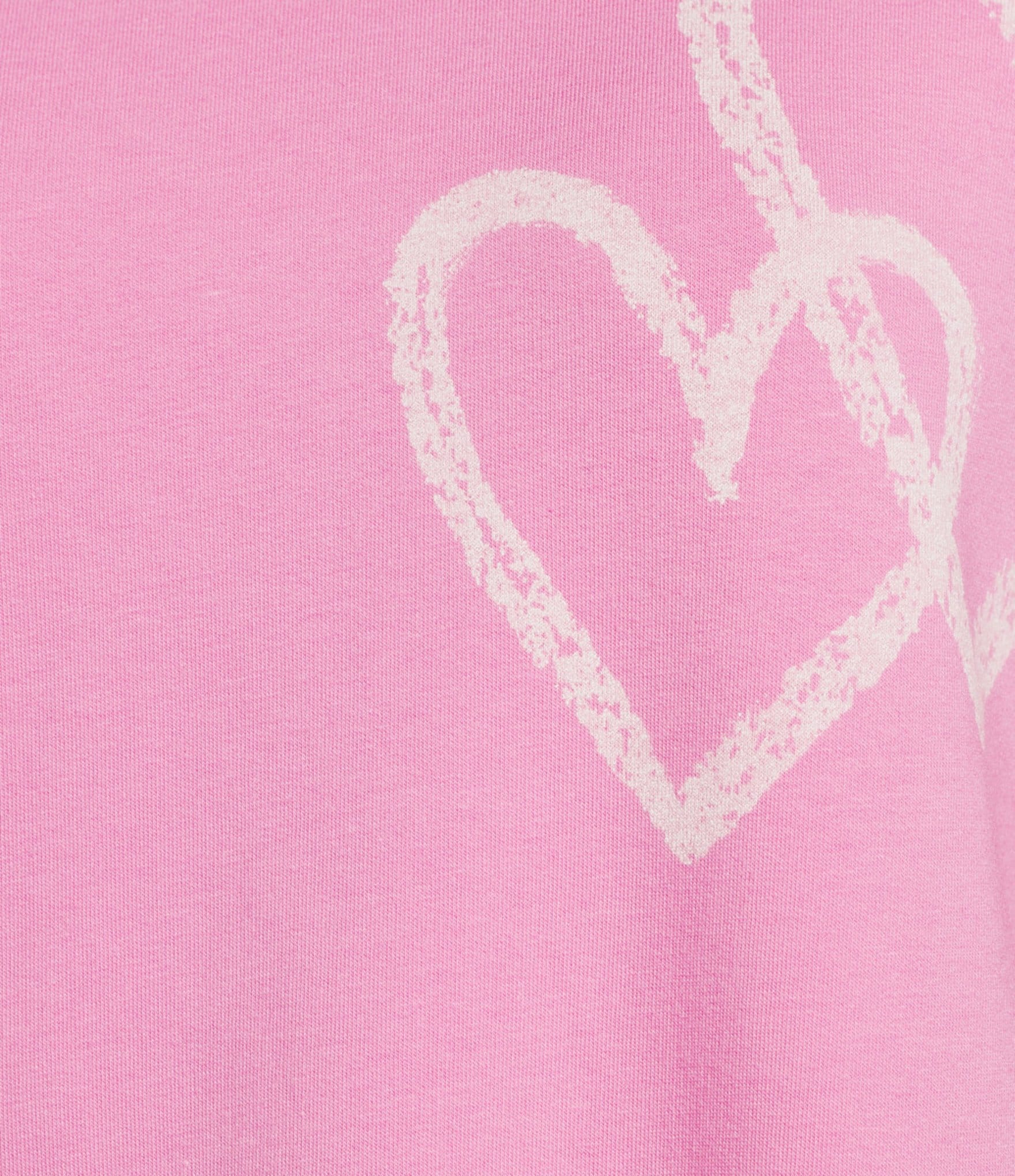 Jasmine & Ginger Long Sleeve Crew Washed French Terry Heart Screen Print Coordinating Lounge Top