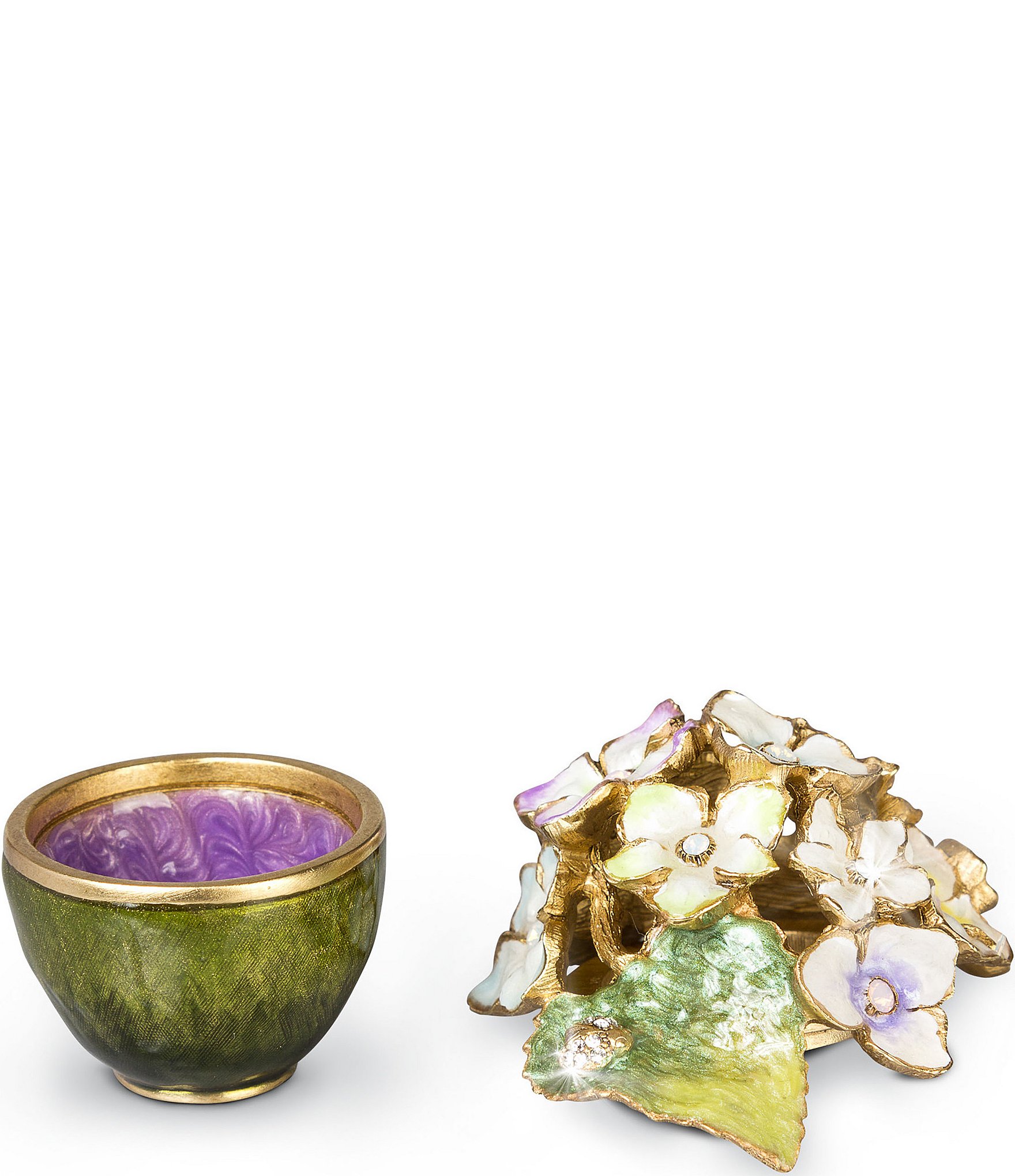 Jay Strongwater Carla Hydrangea Meadow Small Covered Trinket Box