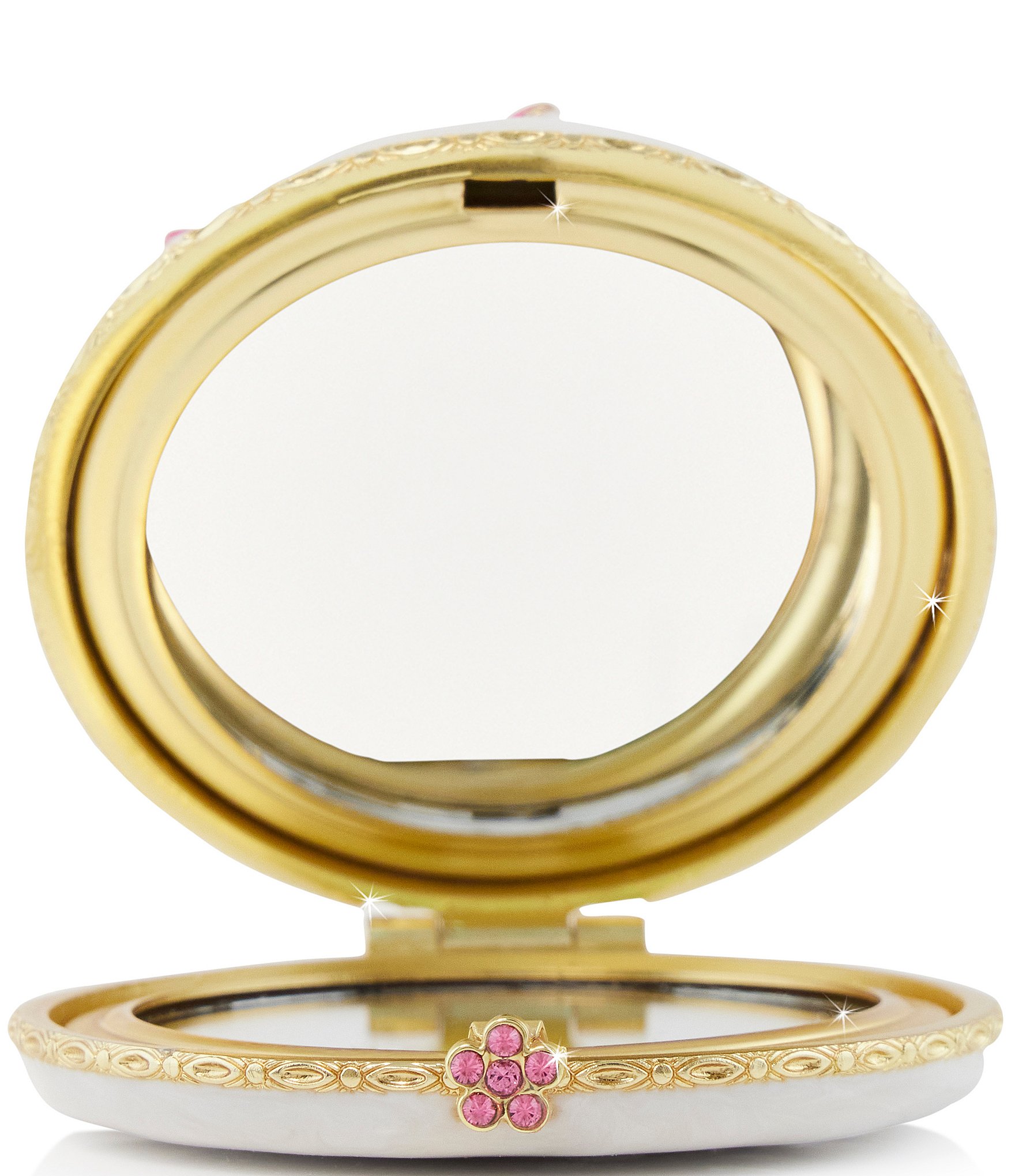 Jay Strongwater Morgan Dahlia Double-Sided Compact Mirror