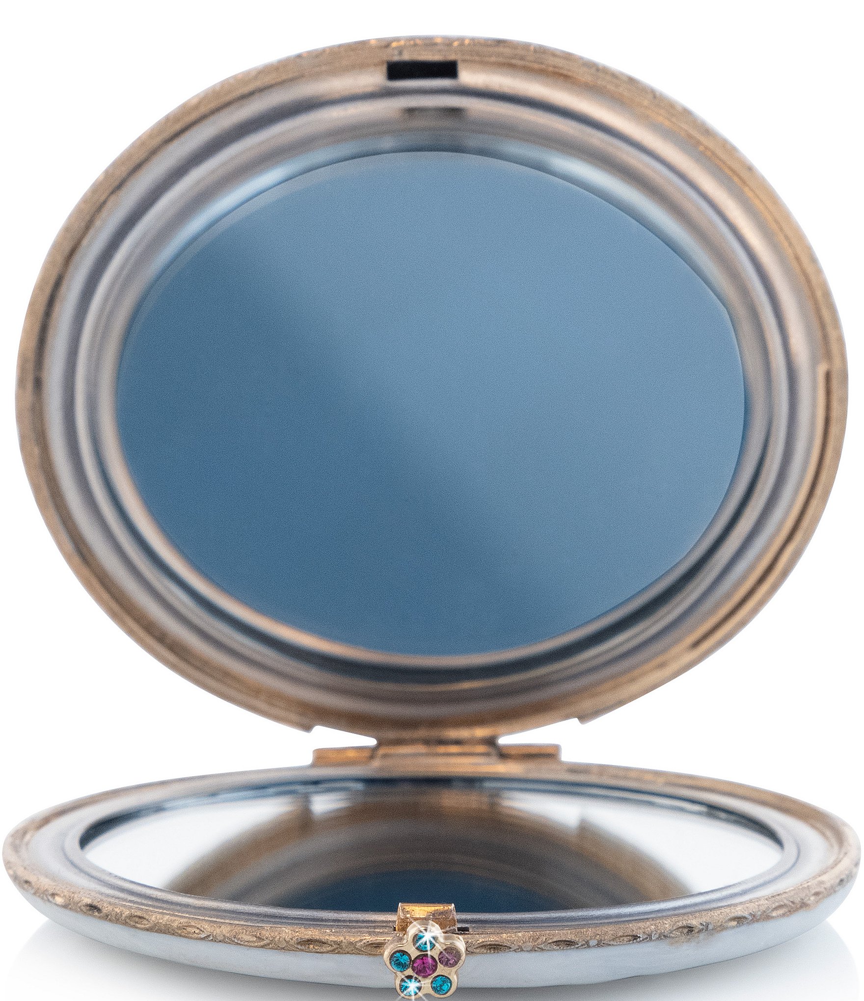 Jay Strongwater Rowan Classic Peacock Double-Sided Compact Mirror