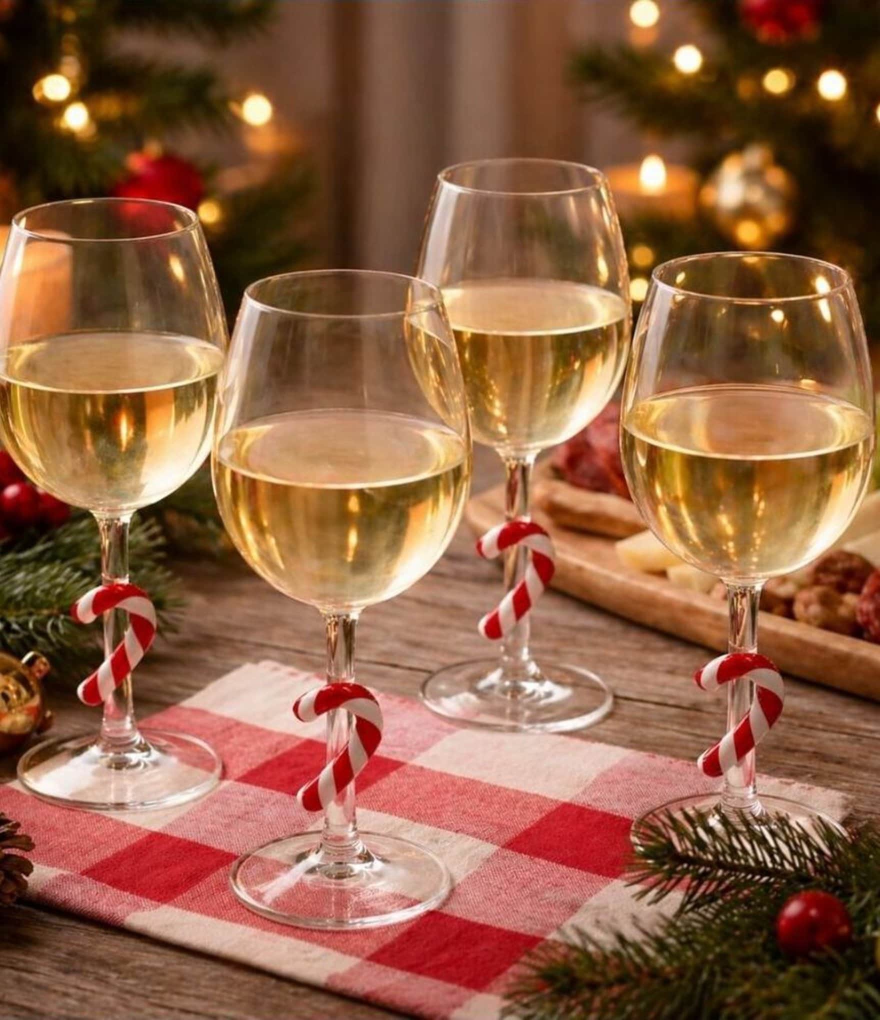 Jeanne Fitz Candy Cane Wine Glasses, Set of 6