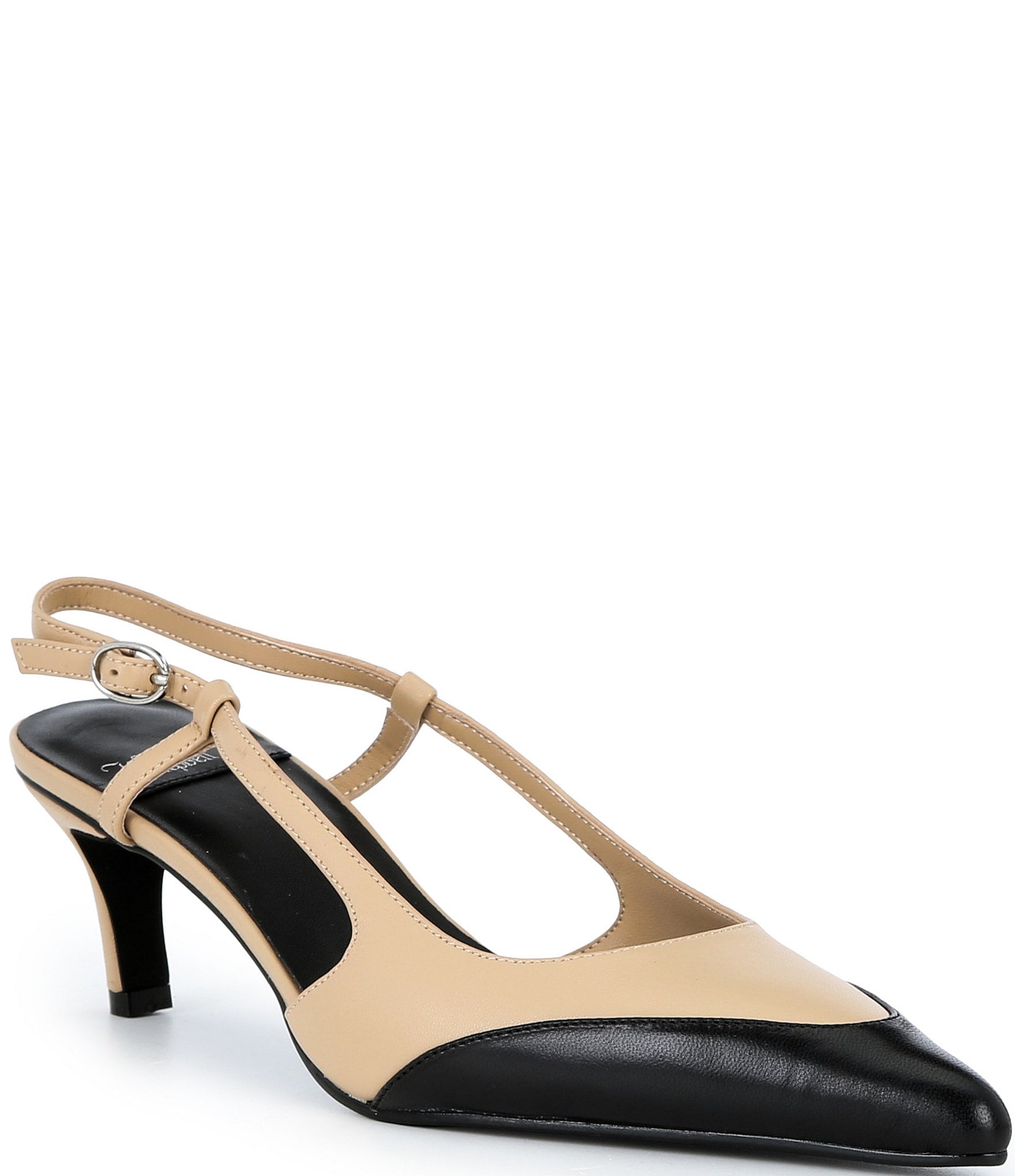 Jeffrey Campbell Booshky Leather Slingback Kitten Heel Pumps