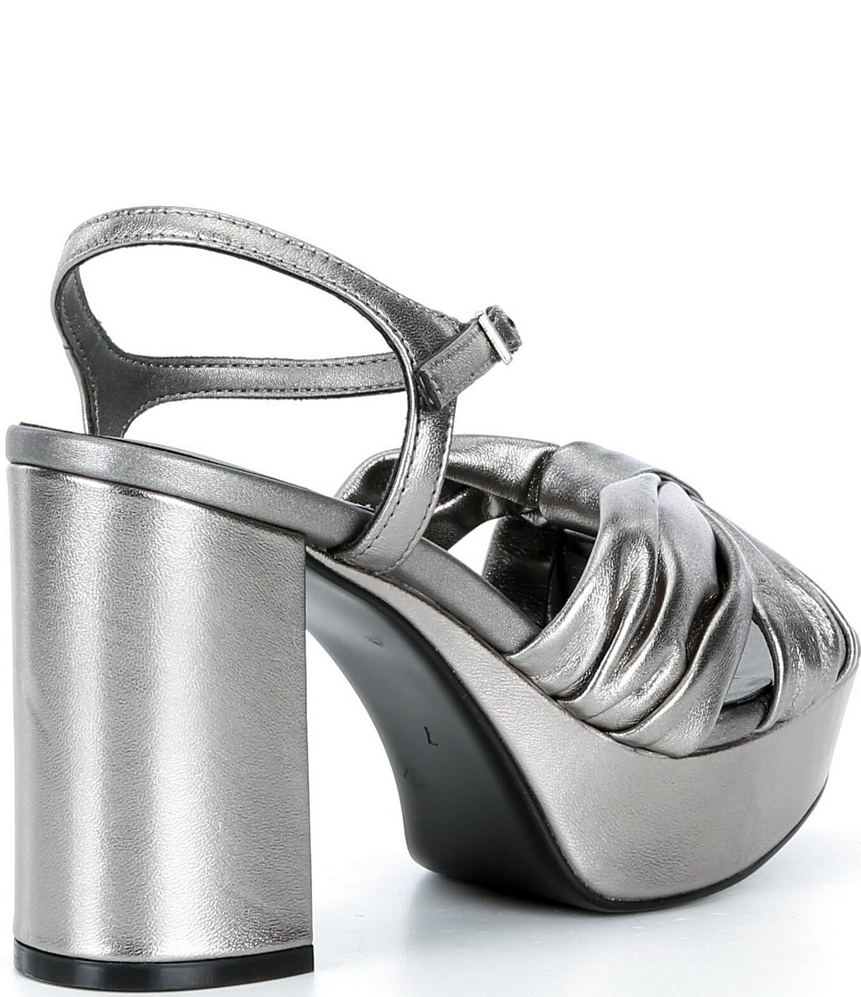 Jeffrey Campbell Dalida Metallic Leather Block Heel Platform Sandals