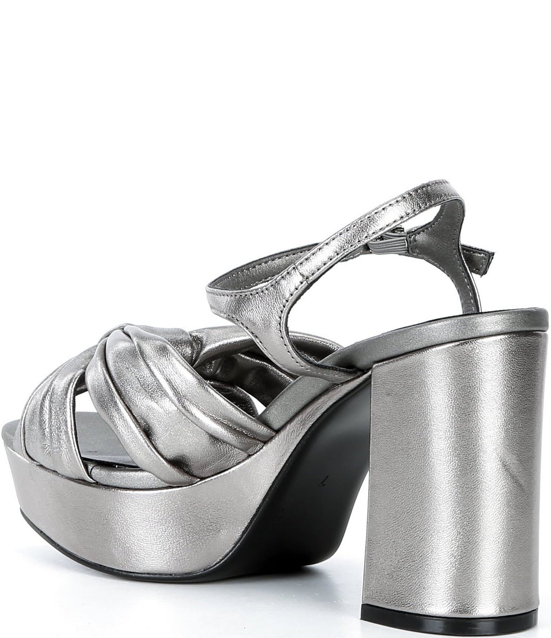 Jeffrey Campbell Dalida Metallic Leather Block Heel Platform Sandals