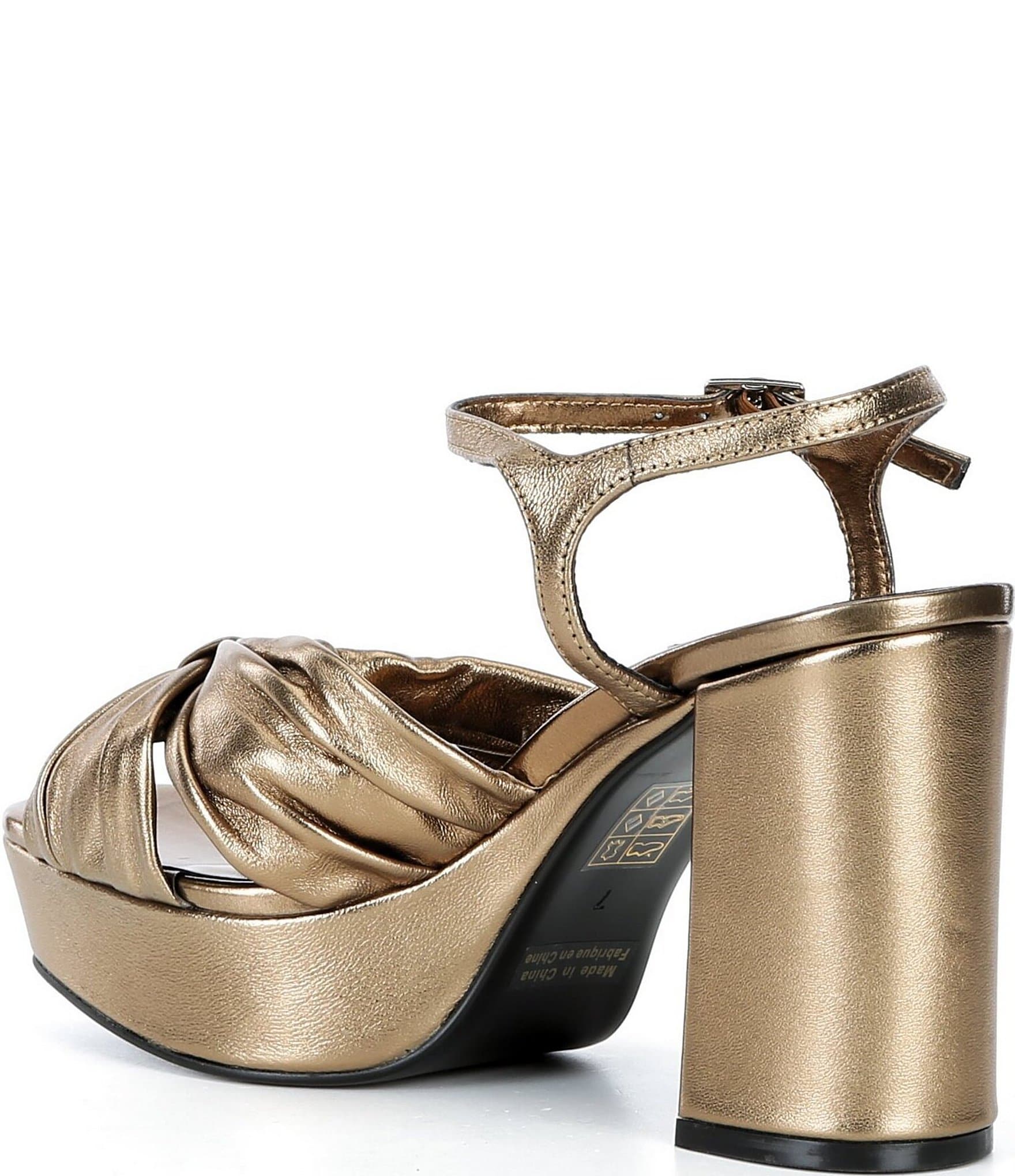 Jeffrey Campbell Dalida Metallic Leather Block Heel Platform Sandals