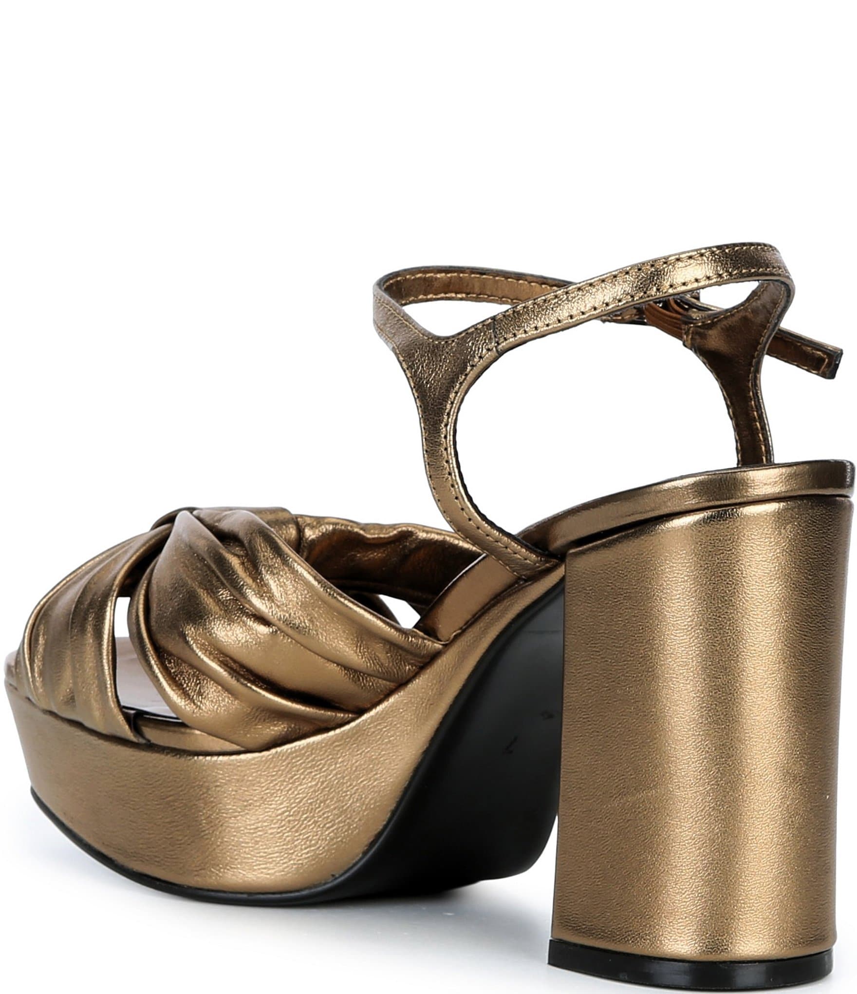 Jeffrey Campbell Dalida Metallic Leather Block Heel Platform Sandals