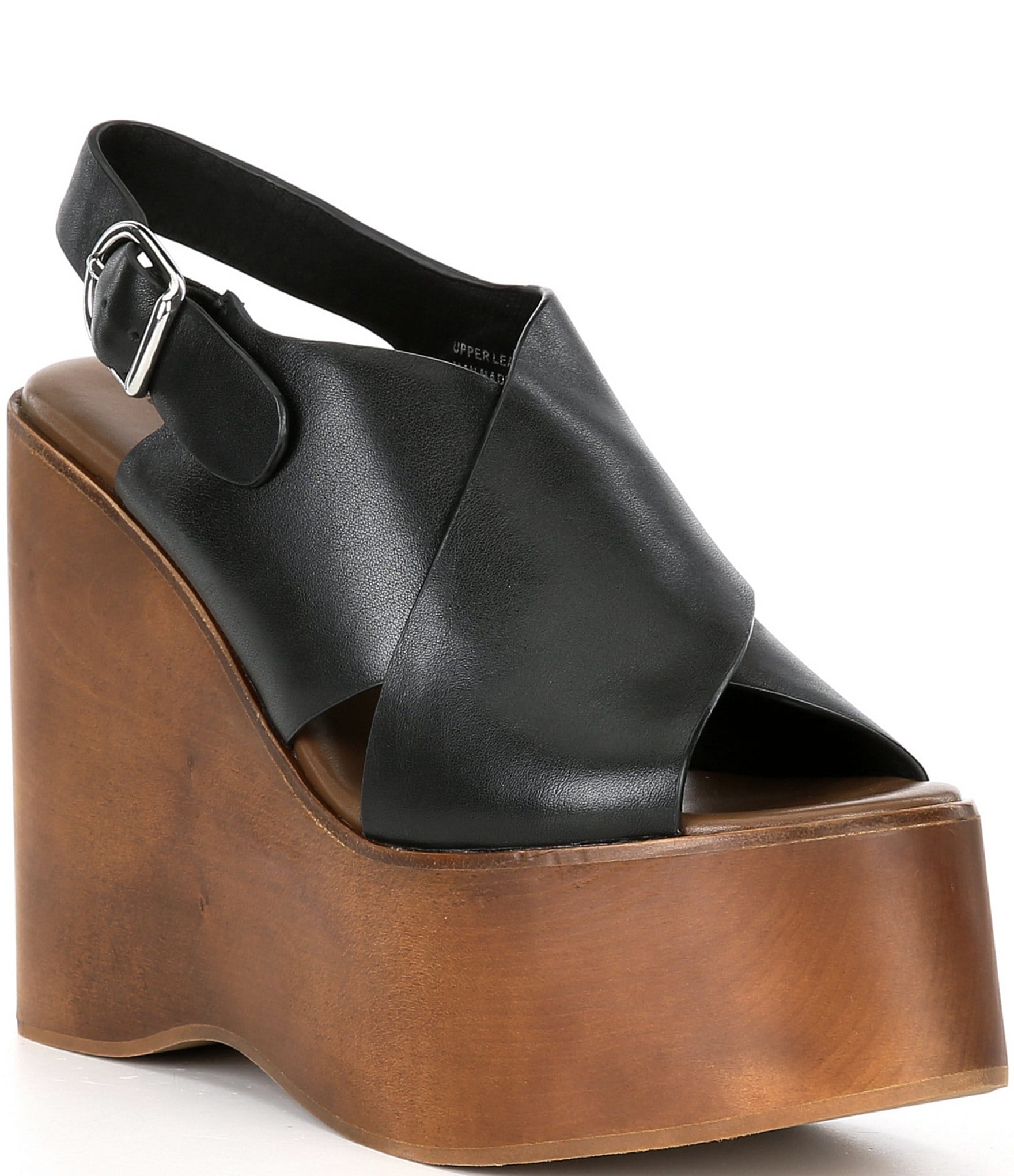 Jeffrey Campbell Fiddle Leather Platform Slingback Wedge Sandals