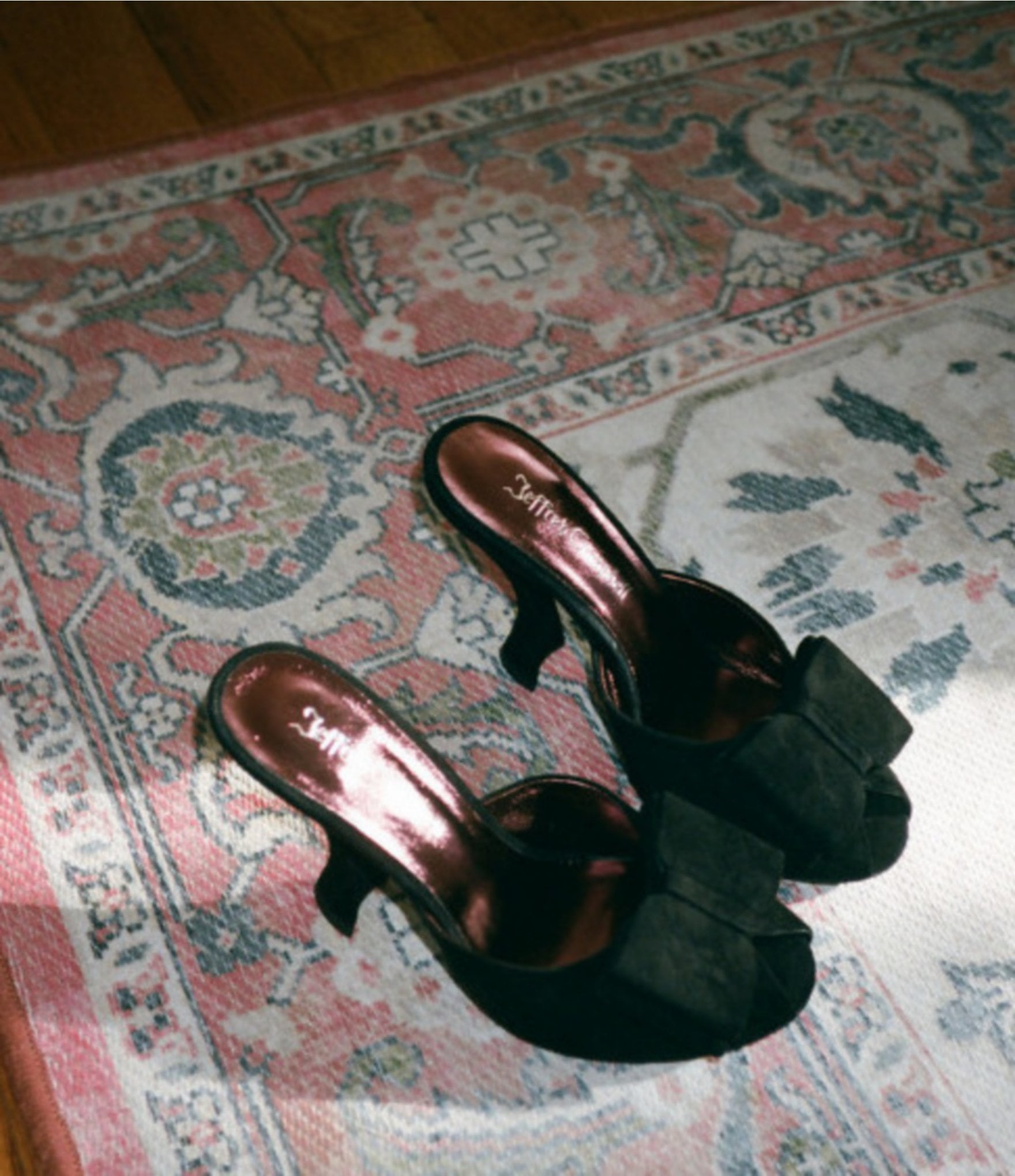 Jeffrey Campbell Fresa Suede Bow Peep Toe Mules