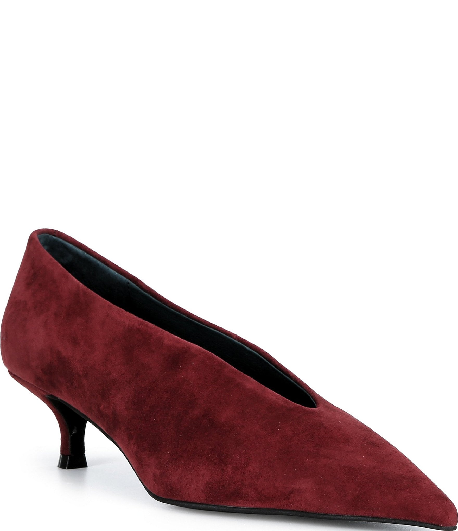 Jeffrey Campbell Ida-Mae Suede Pointed Toe Kitten Heel Pumps