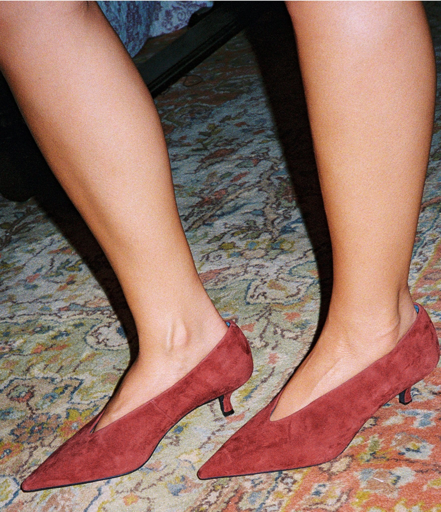 Jeffrey Campbell Ida-Mae Suede Pointed Toe Kitten Heel Pumps