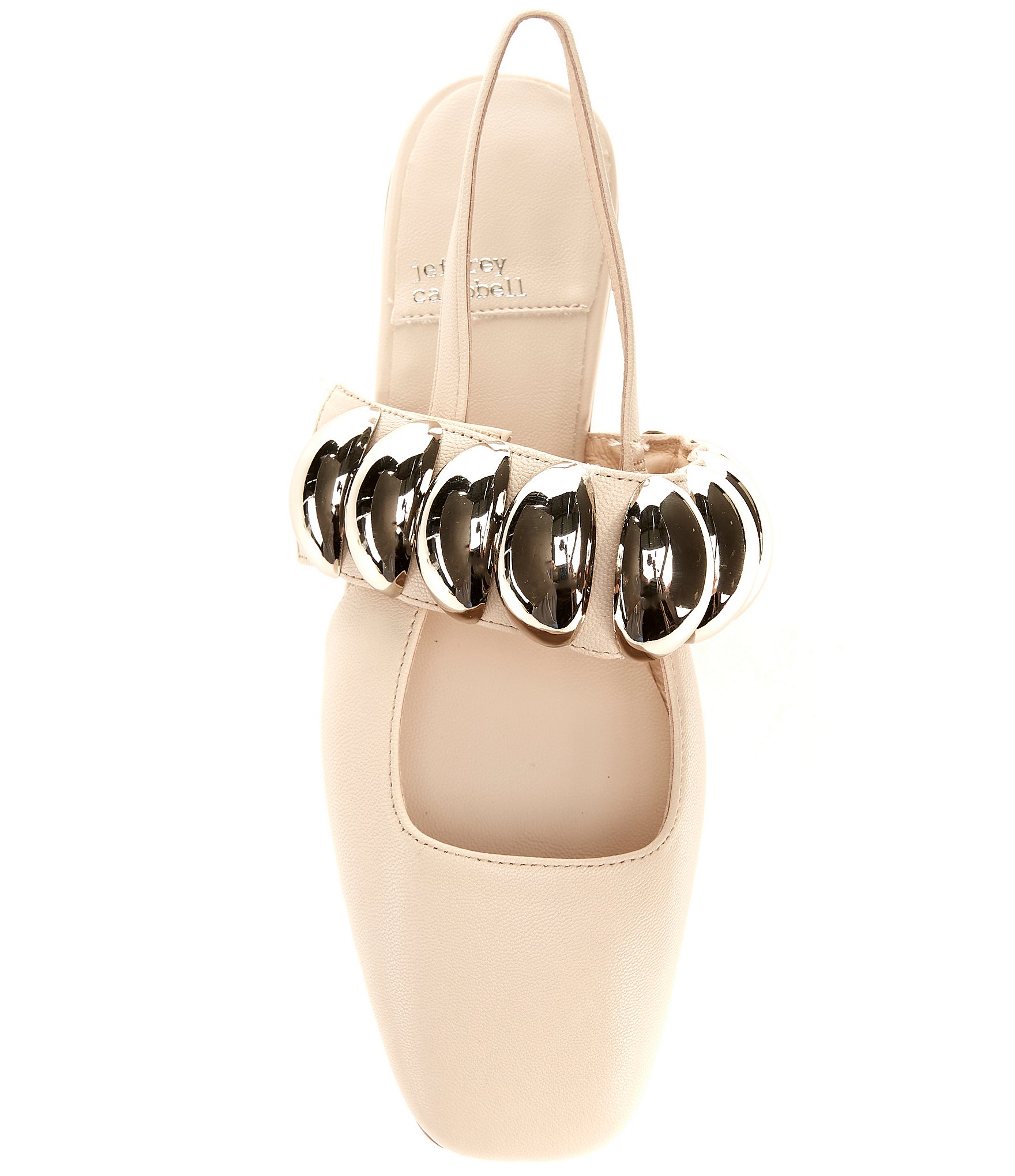 Jeffrey Campbell Manon Leather Dome Embellished Hardware Slingback Flats
