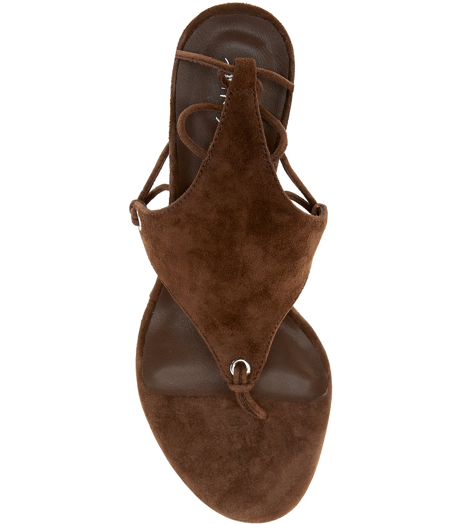 Jeffrey Campbell Pachouli Suede Ankle Wrap Thong Sculpted Wedge Dress Sandals