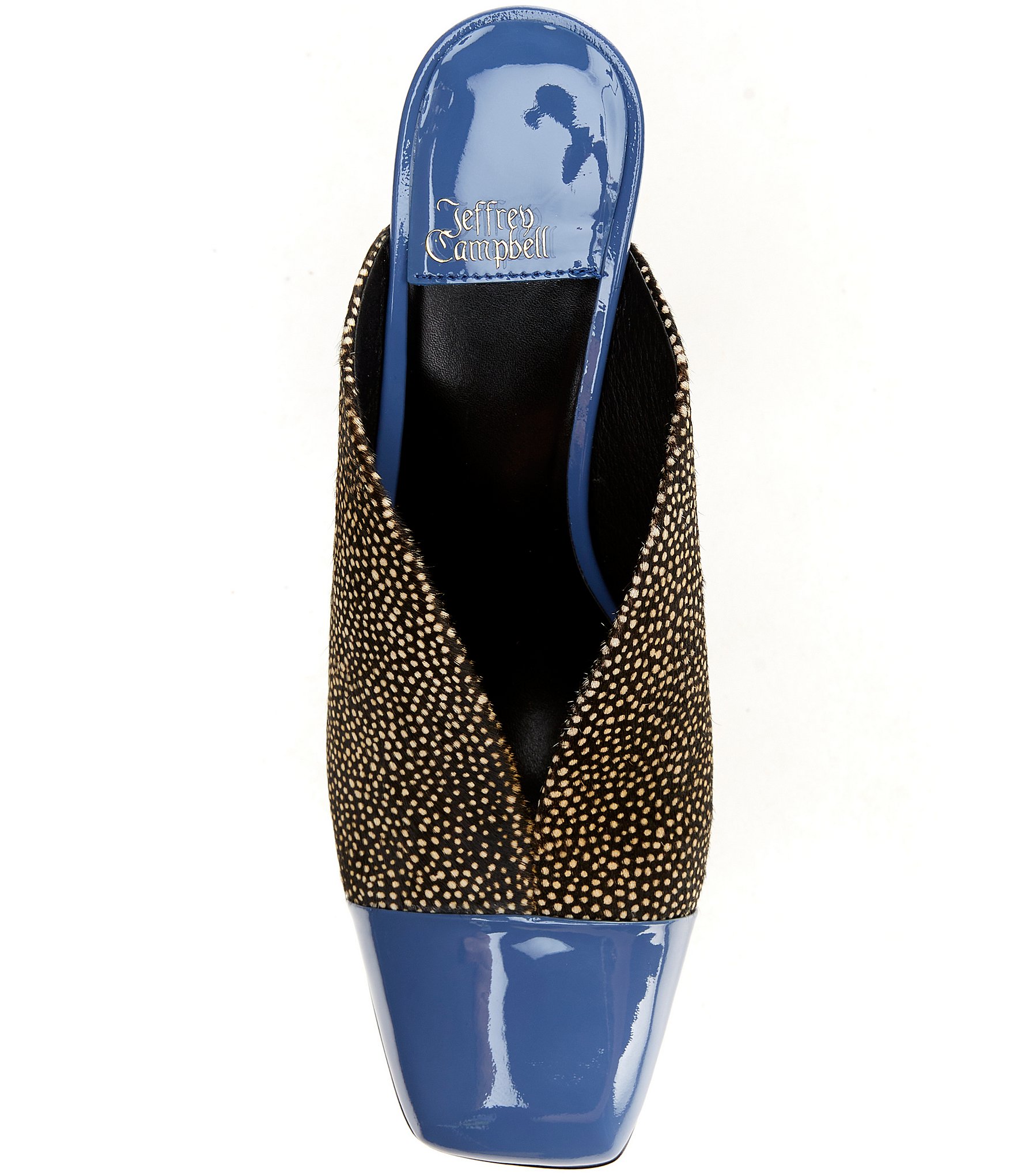 Jeffrey Campbell Passage Dotted Patent Cap Toe Stiletto Mules