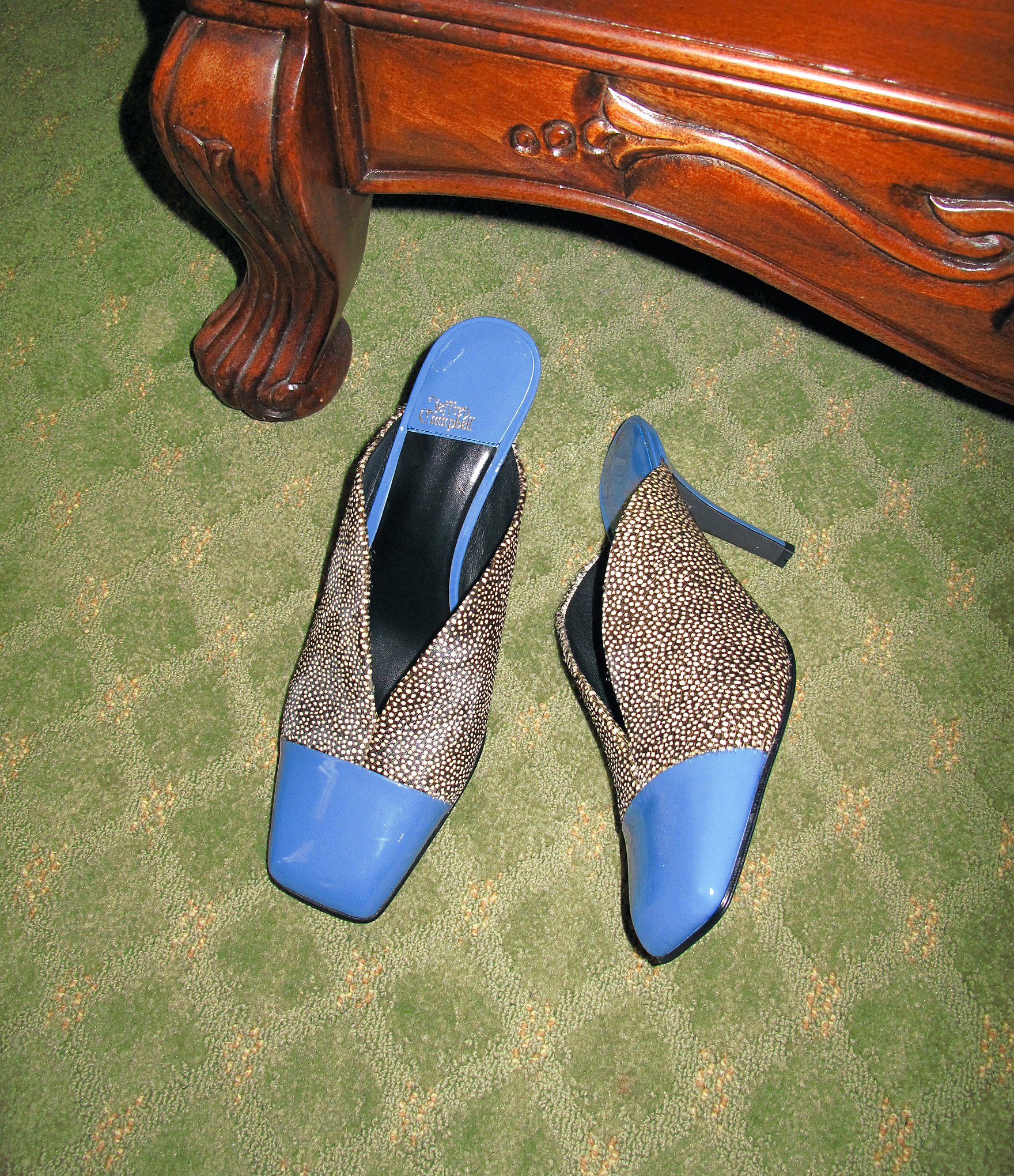 Jeffrey Campbell Passage Dotted Patent Cap Toe Stiletto Mules