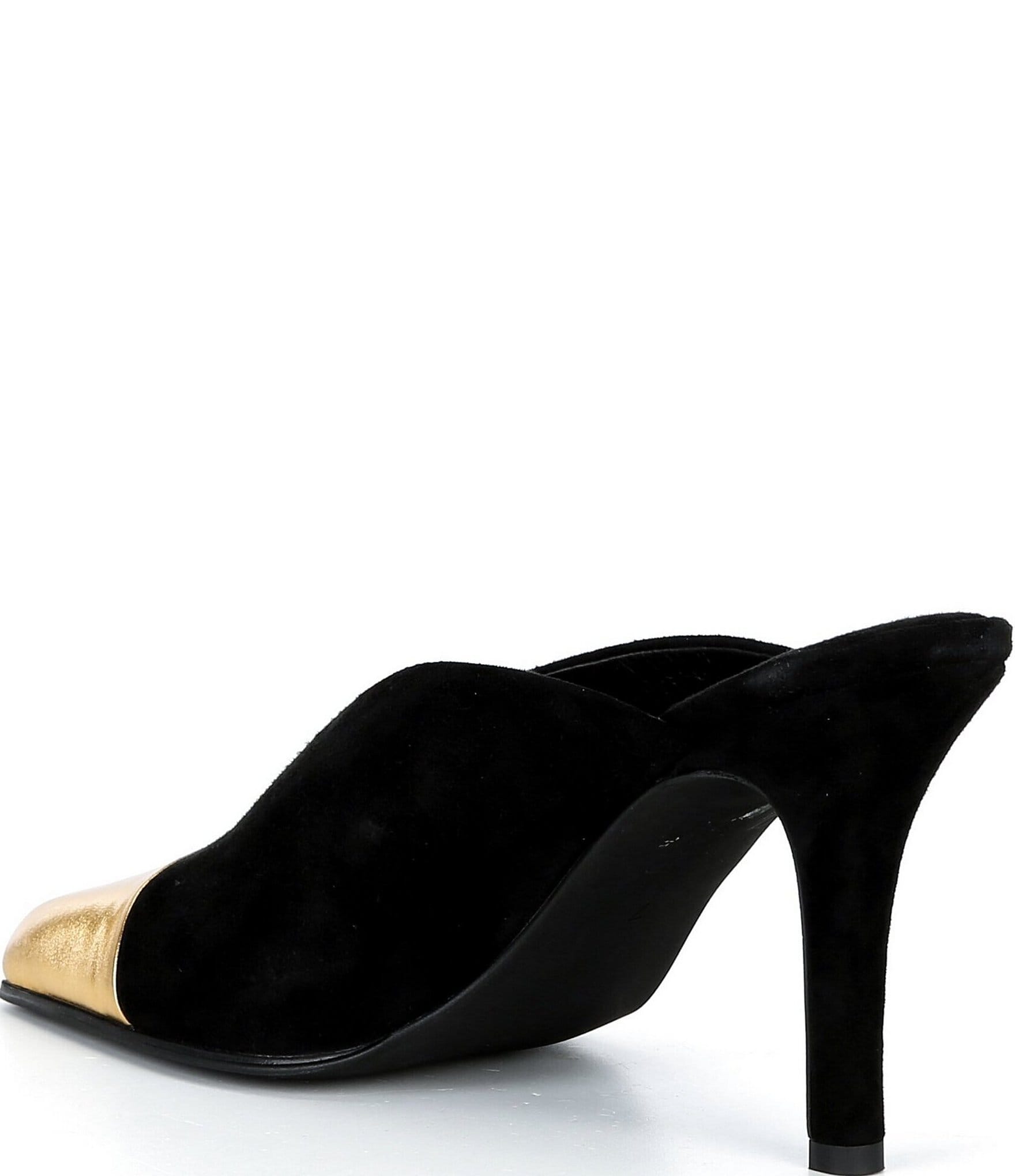 Jeffrey Campbell Passage Suede Metallic Square Cap Toe Mules