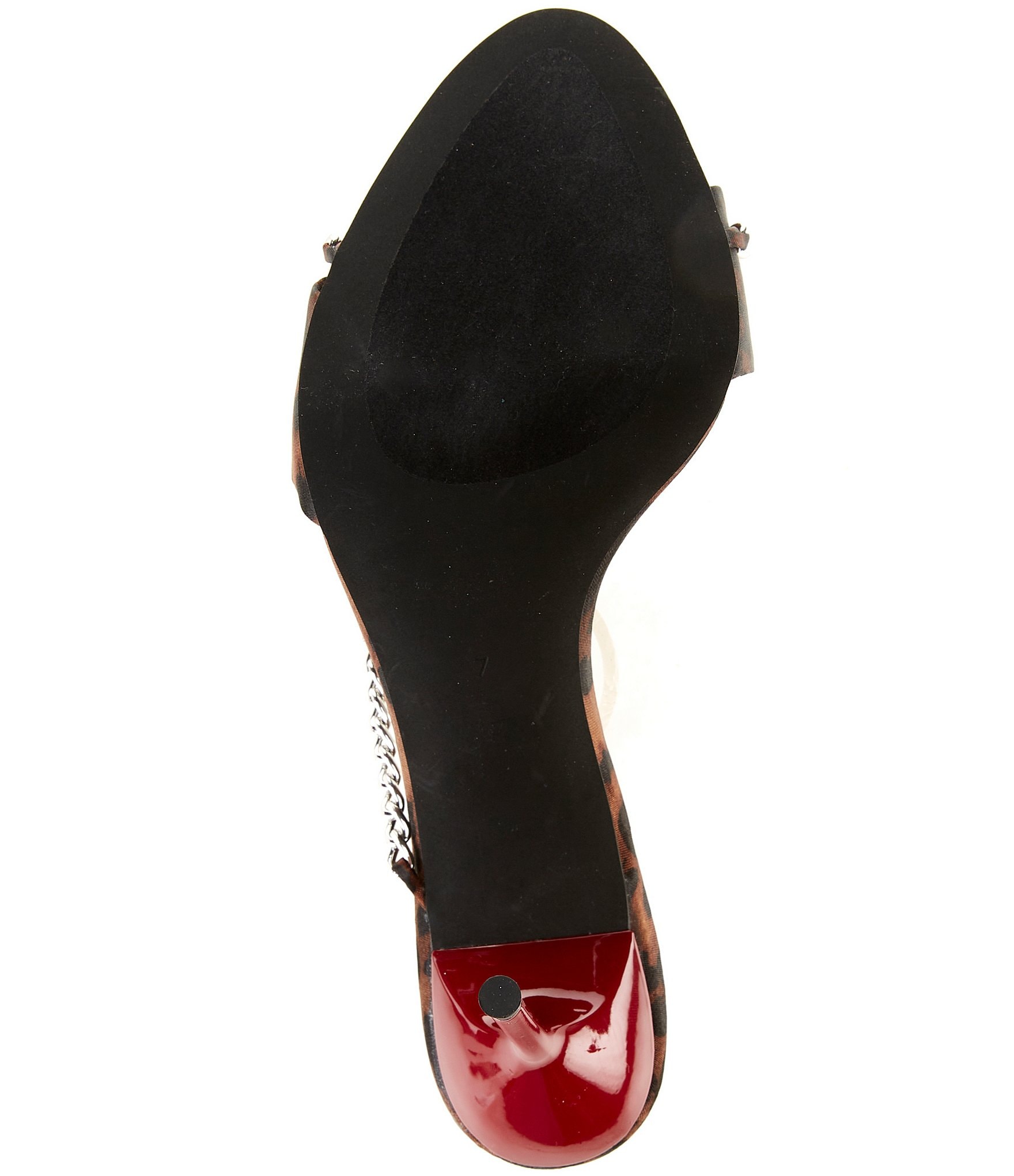 Jeffrey Campbell Soire-O Satin Cheetah Print Star Chain Hardware Dress Sandals