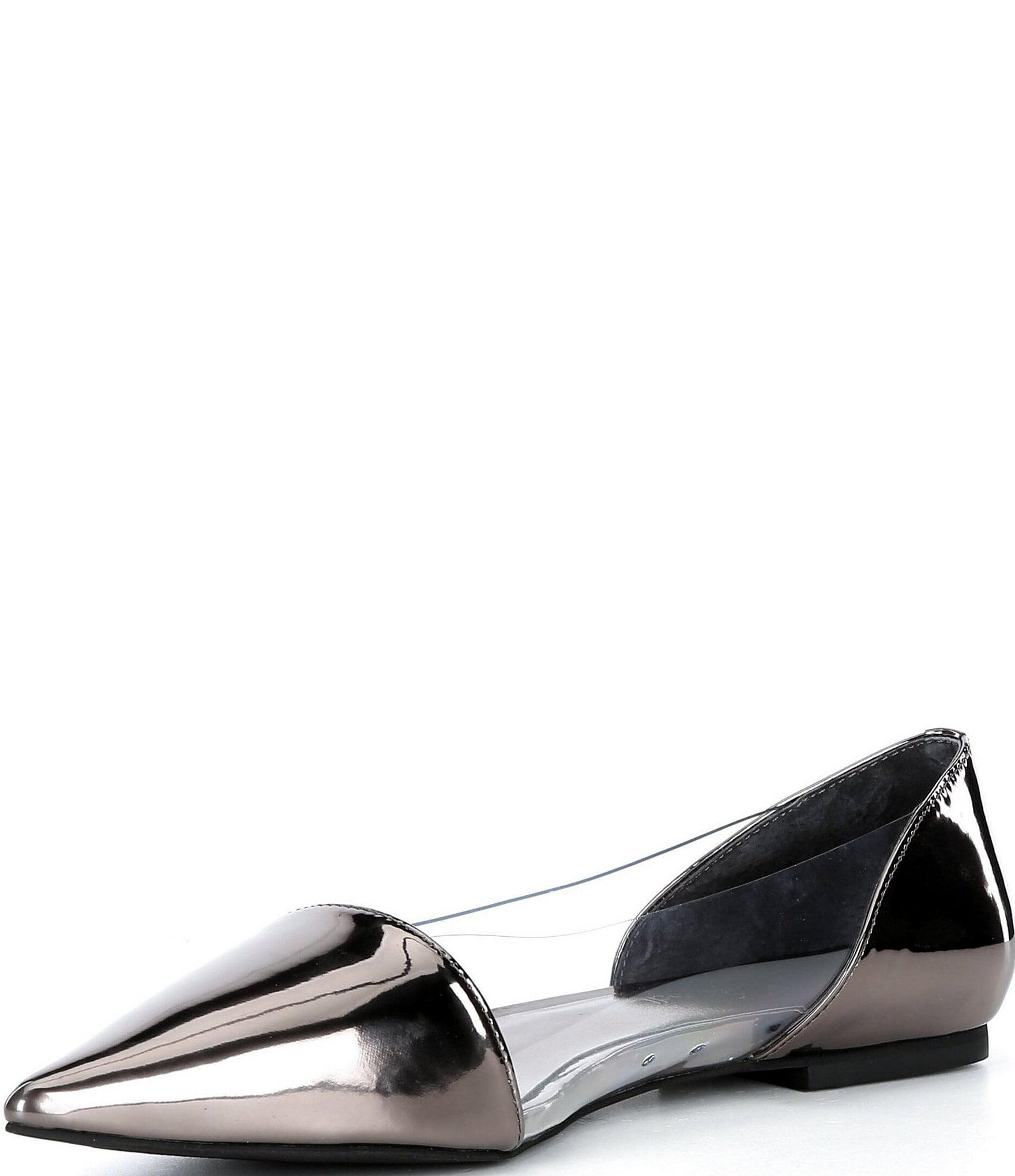 Jeffrey Campbell Stealthy Patent Leather Clear Side Pointed Toe Flats