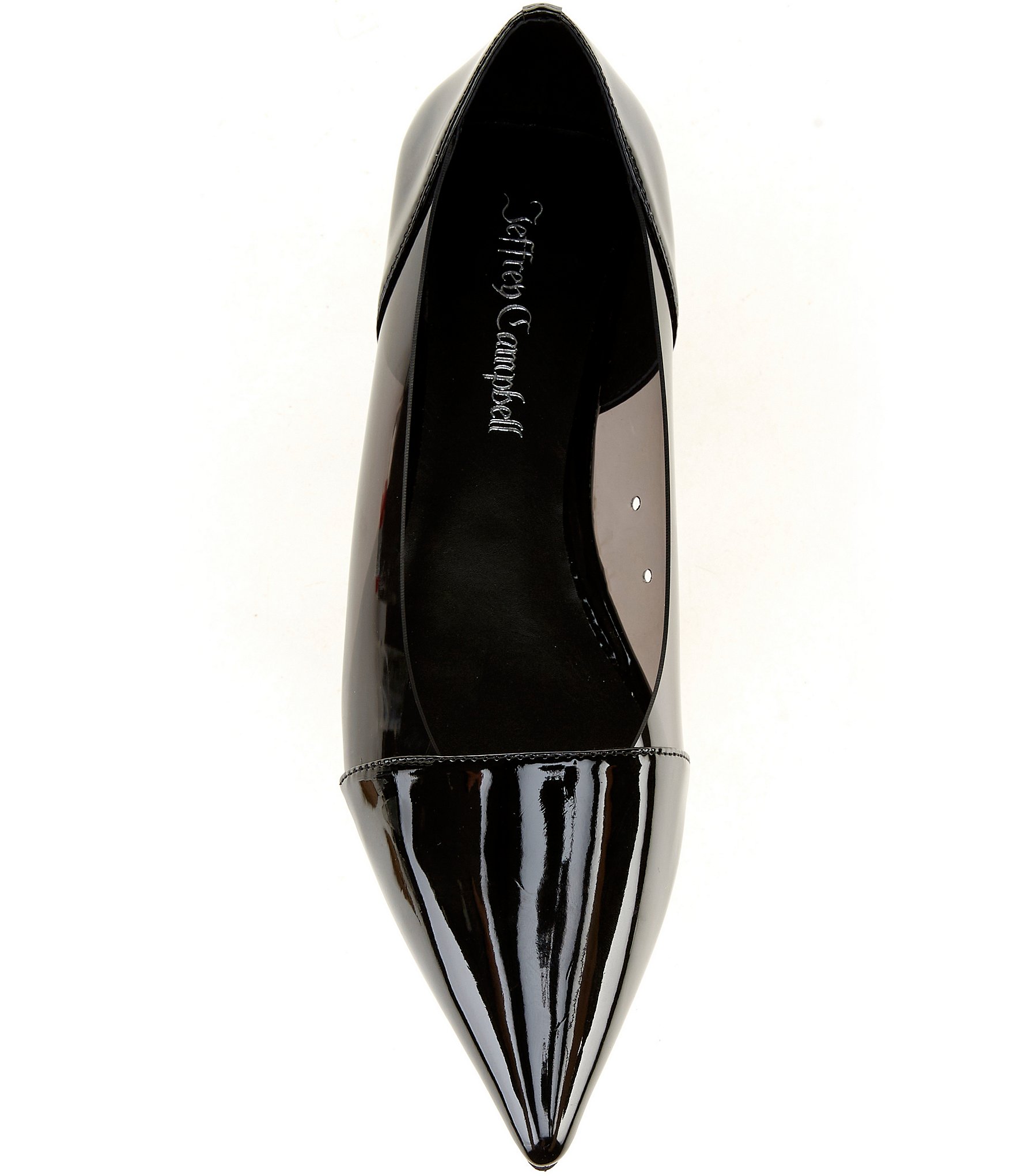 Jeffrey Campbell Stealthy Patent Leather Clear Side Pointed Toe Flats