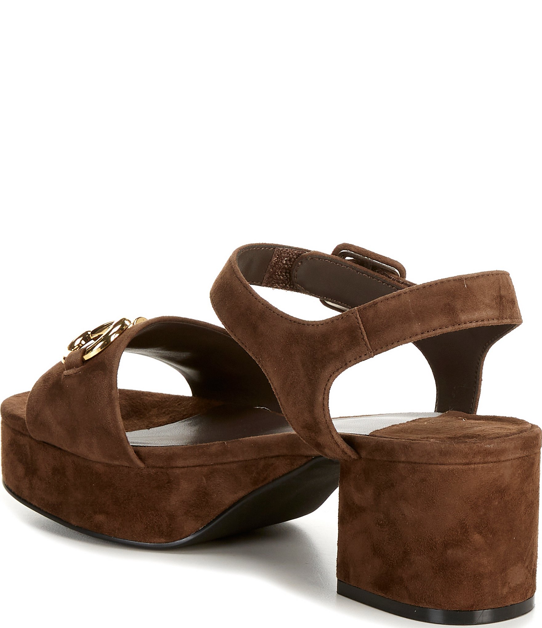 Jeffrey Campbell Timeless Suede Block Heel Platform Bit Buckle Sandals