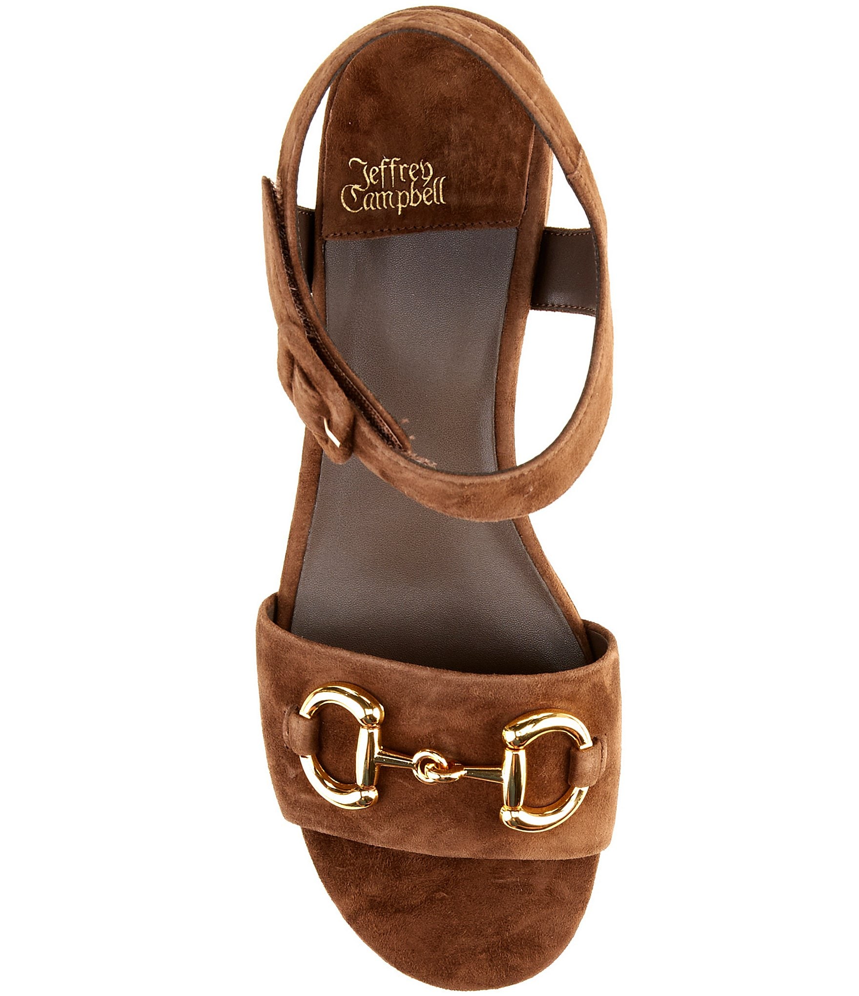 Jeffrey Campbell Timeless Suede Block Heel Platform Bit Buckle Sandals