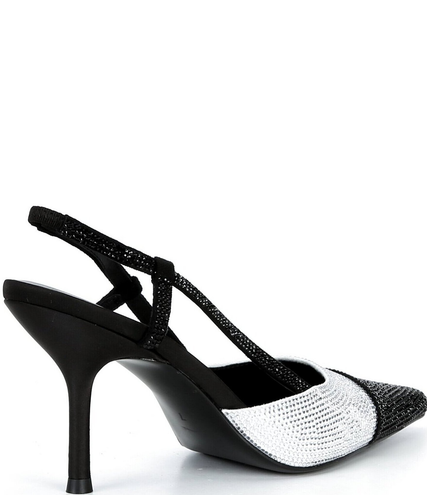 Jeffrey Campbell Vivid-J Rhinestone Pointed Cap Toe Slingback Pumps