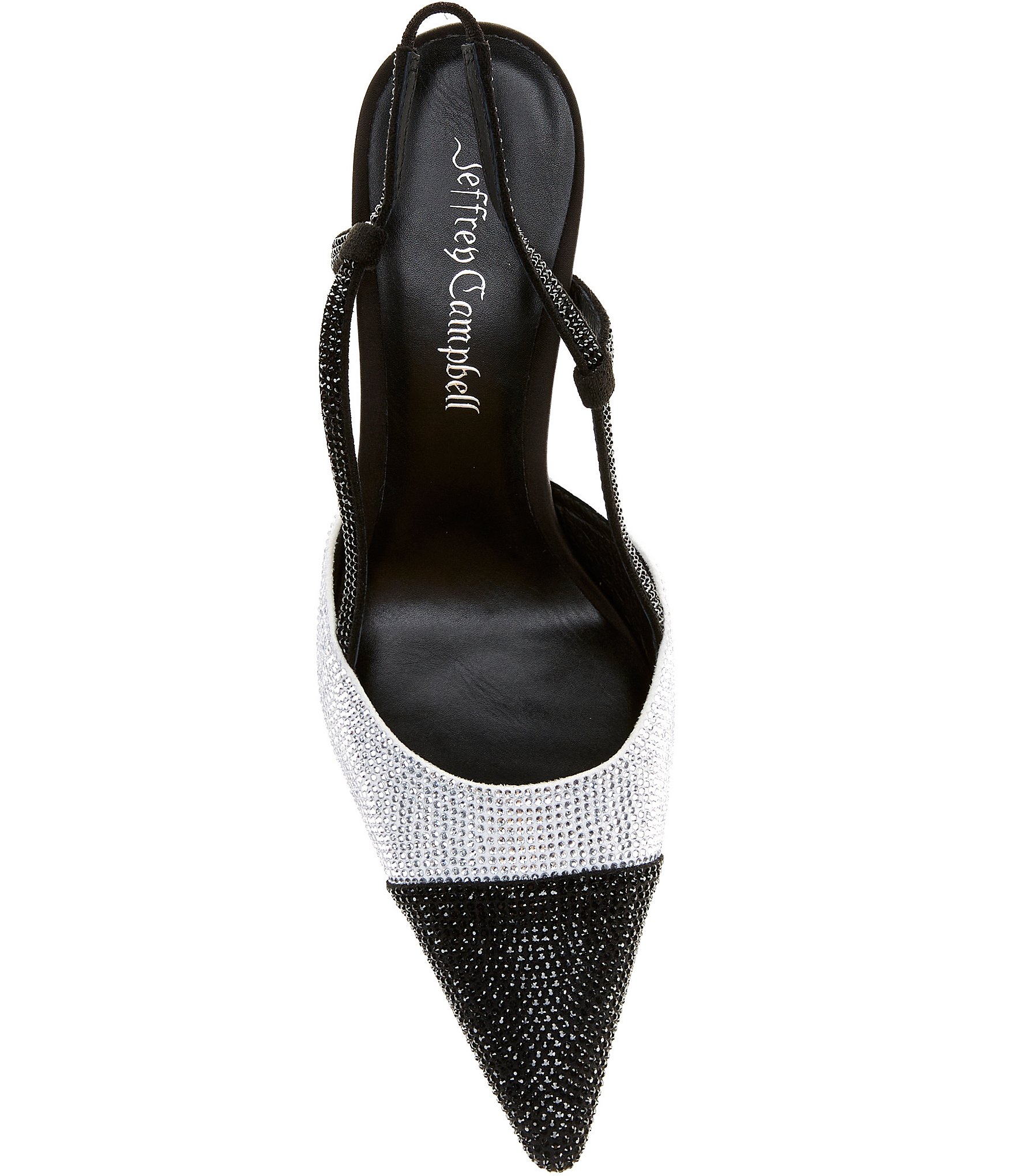 Jeffrey Campbell Vivid-J Rhinestone Pointed Cap Toe Slingback Pumps