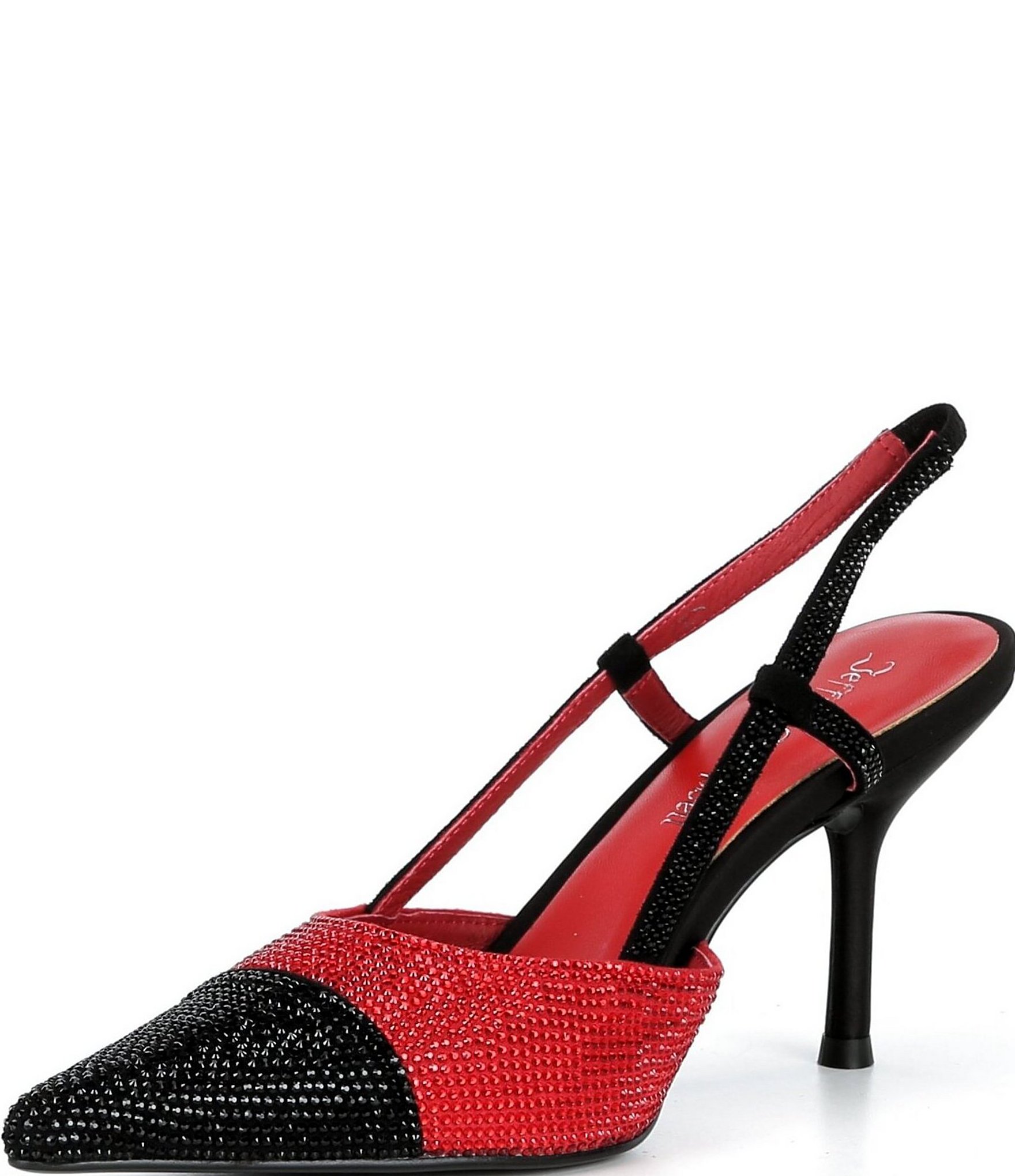 Jeffrey Campbell Vivid-J Rhinestone Pointed Cap Toe Slingback Pumps