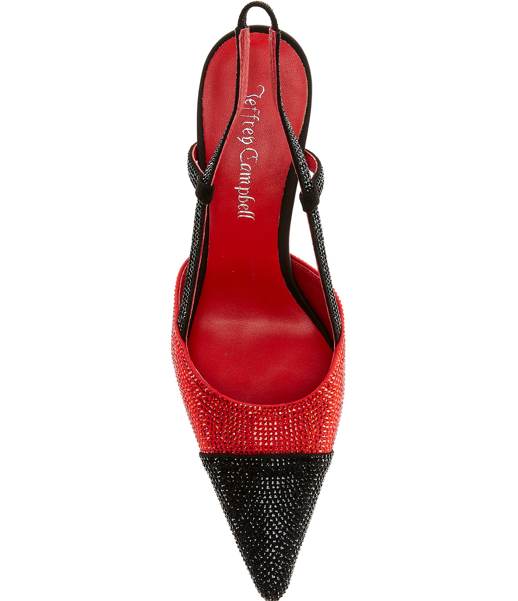 Jeffrey Campbell Vivid-J Rhinestone Pointed Cap Toe Slingback Pumps