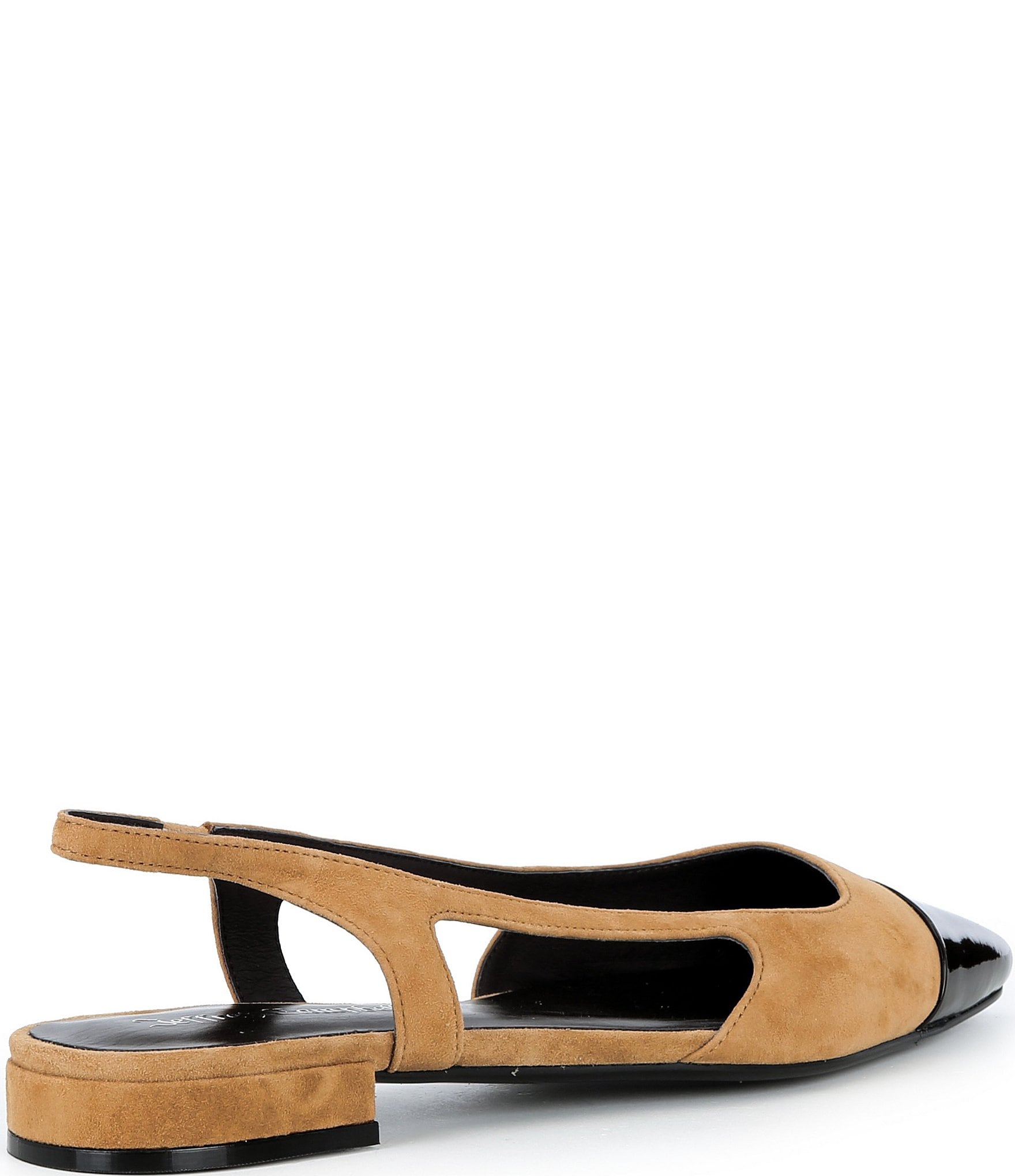 Jeffrey Campbell Worthwhile Suede Patent Cap Toe Slingback Flat Pumps