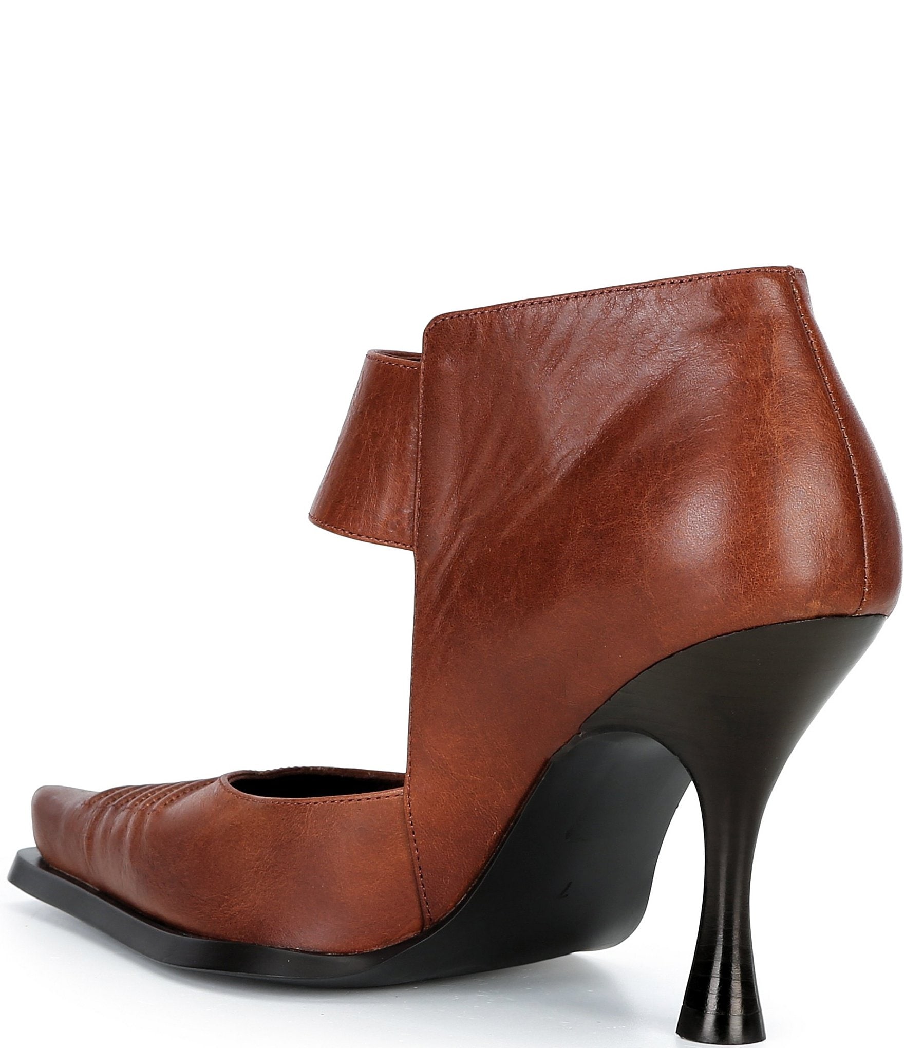 Jeffrey Campbell Written Leather Snip Toe Ankle Strap Pumps