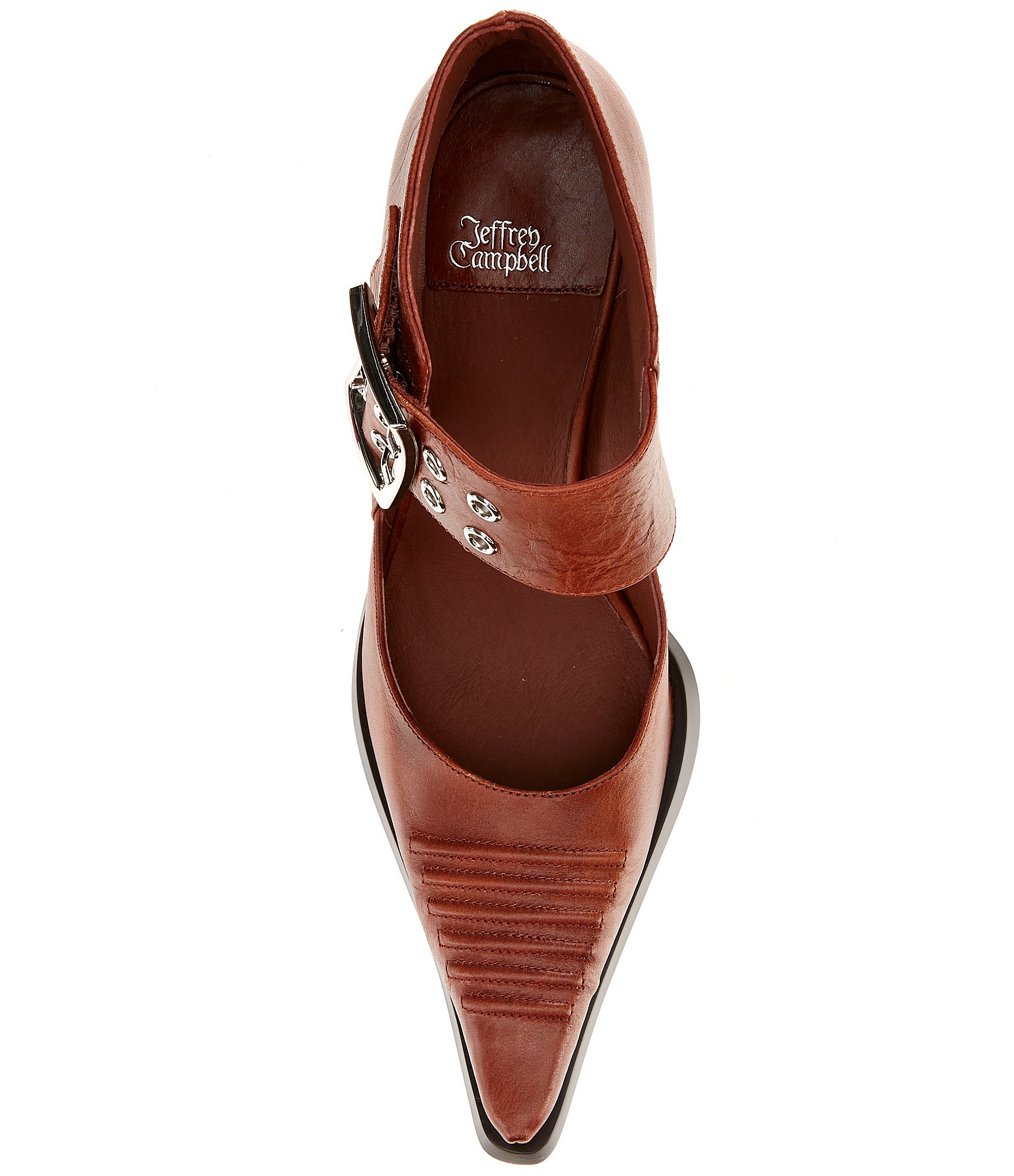 Jeffrey Campbell Written Leather Snip Toe Ankle Strap Pumps