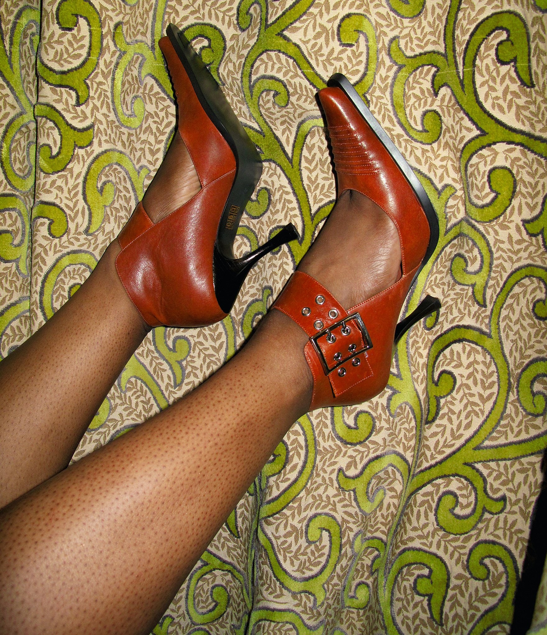 Jeffrey Campbell Written Leather Snip Toe Ankle Strap Pumps