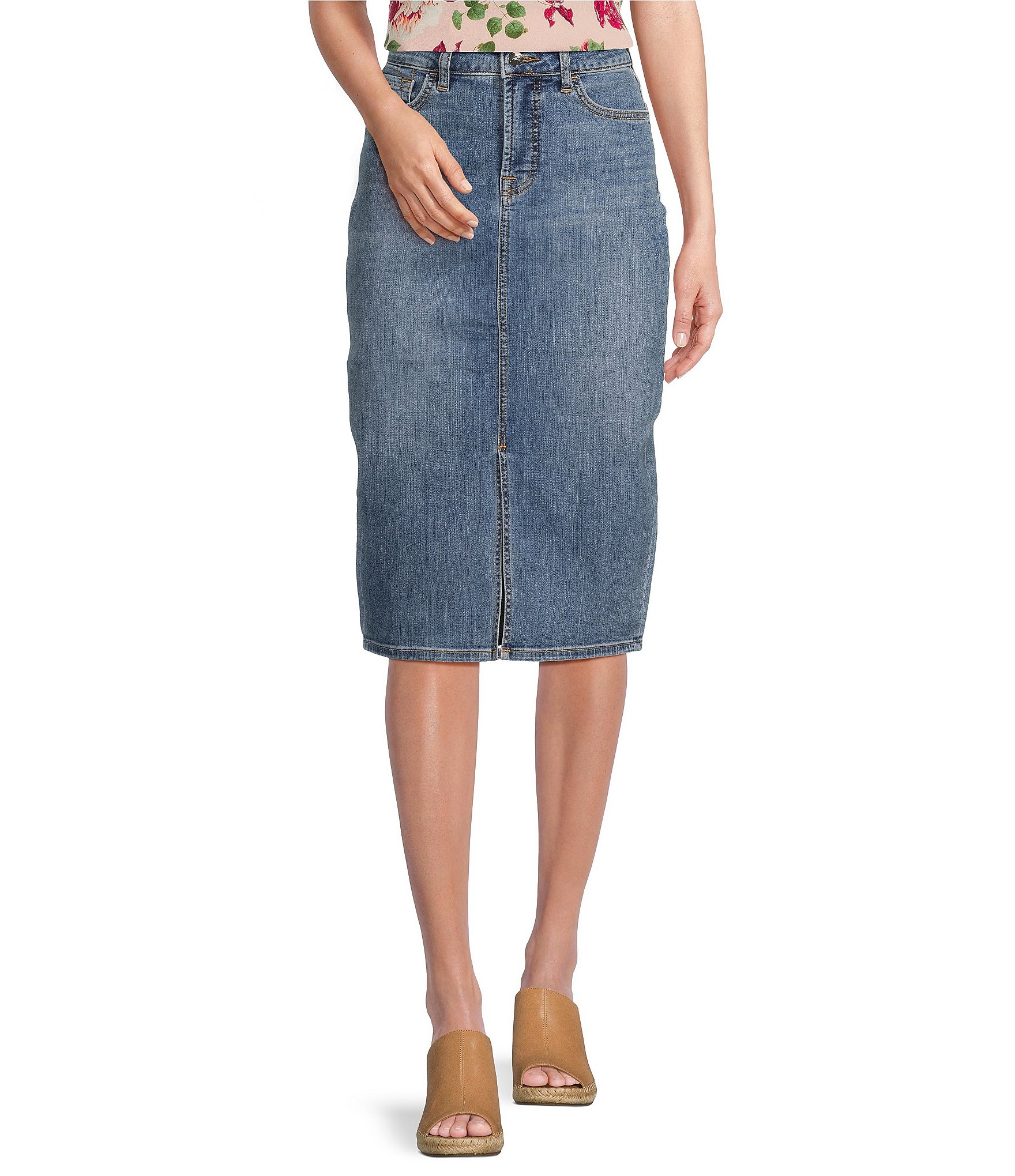 Jen7 By 7 for All Mankind Denim Front Slit Pencil Skirt | Dillard's