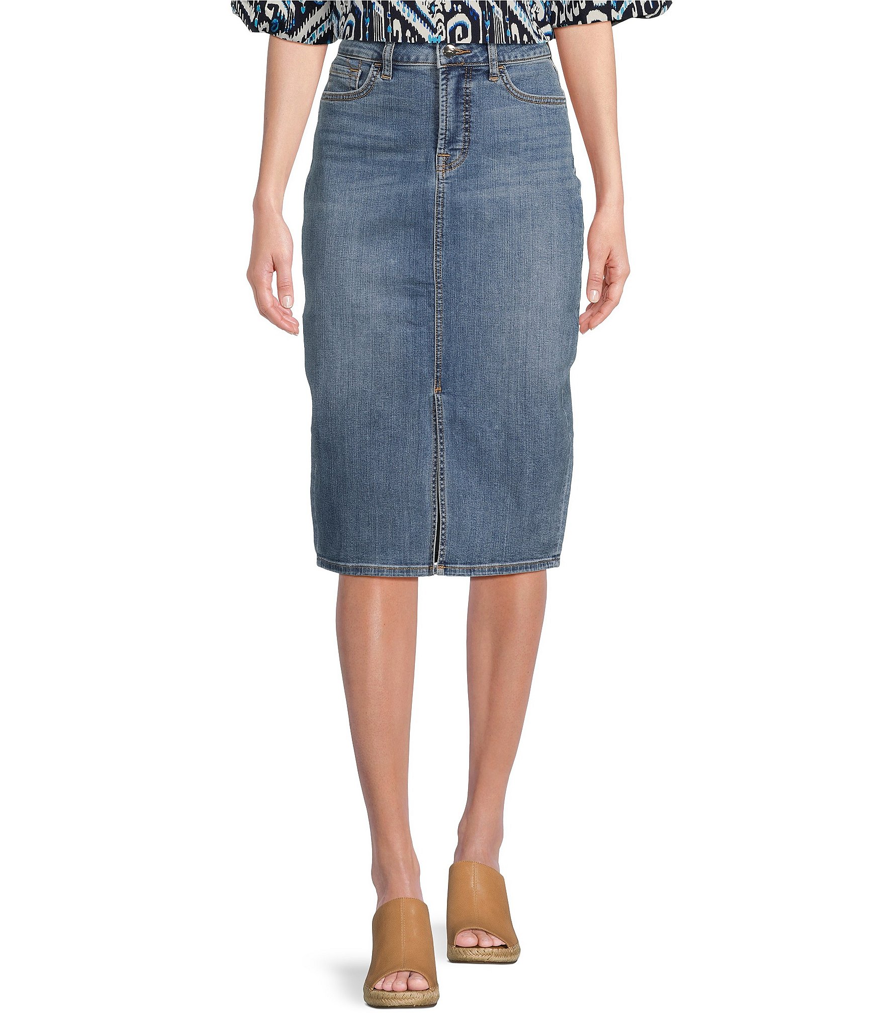 Jen7 By 7 for All Mankind Denim Front Slit Pencil Skirt | Dillard's