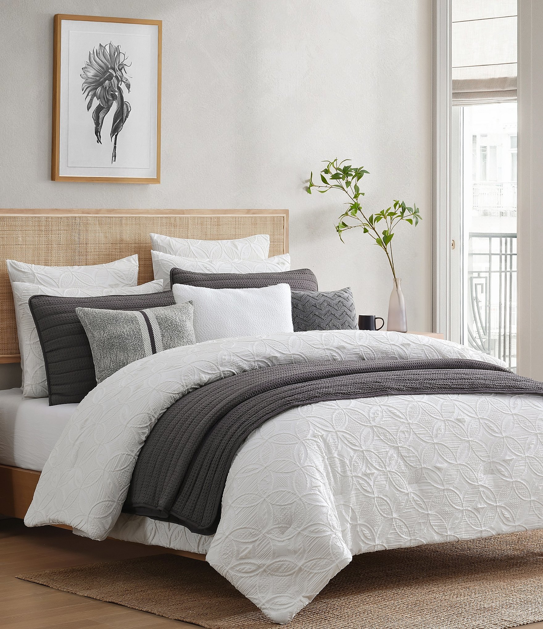 Jennifer Adams Fresno Raised Circular Jacquard Texture Comforter Mini Set