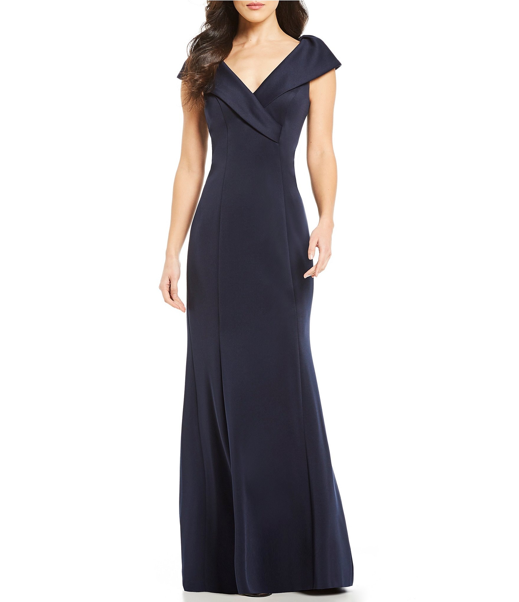 Jessica Howard Cap Sleeve Portrait Collar Gown | Dillard's