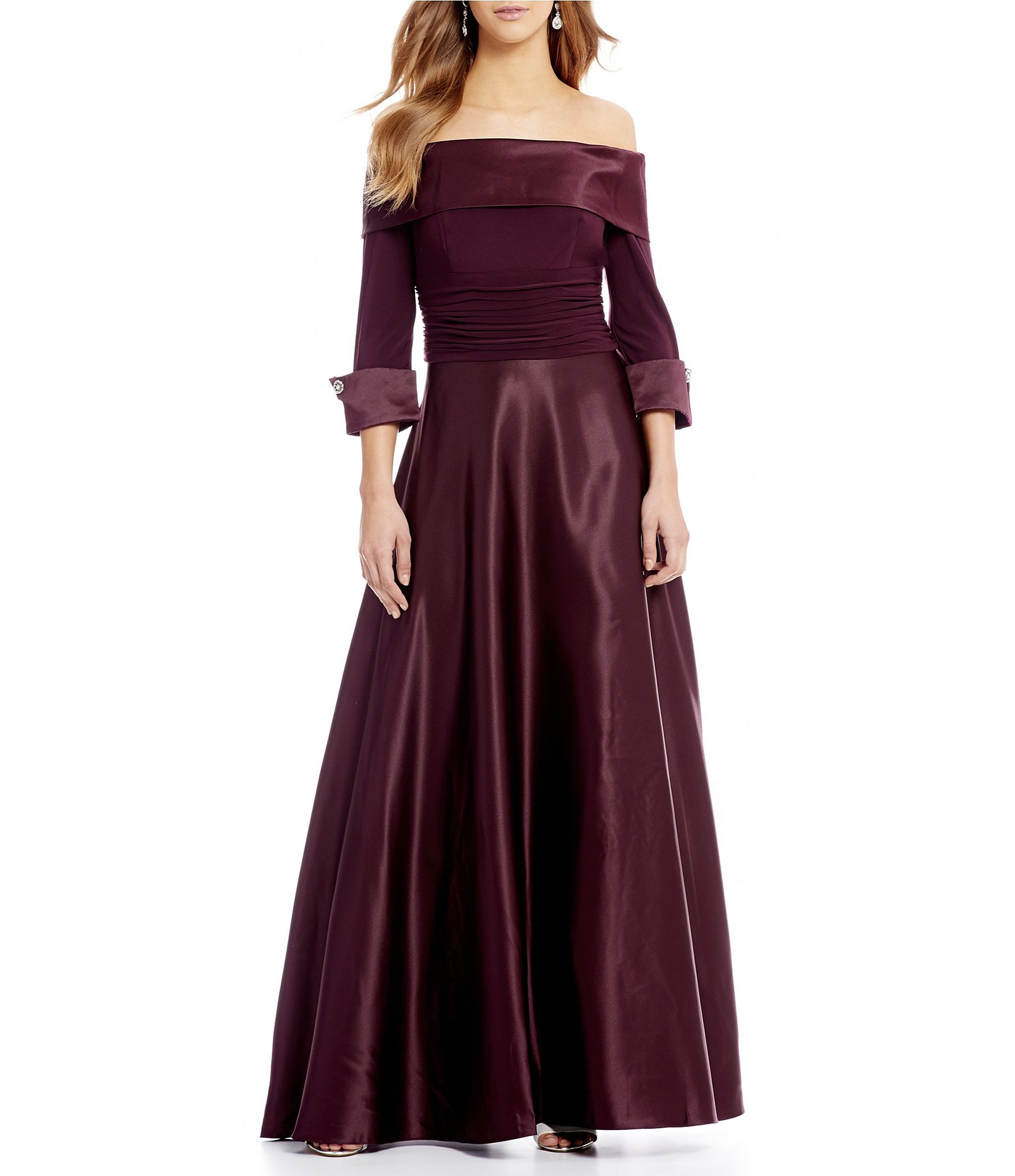 Jessica Howard Off-the-Shoulder Taffeta Ballgown | Dillards