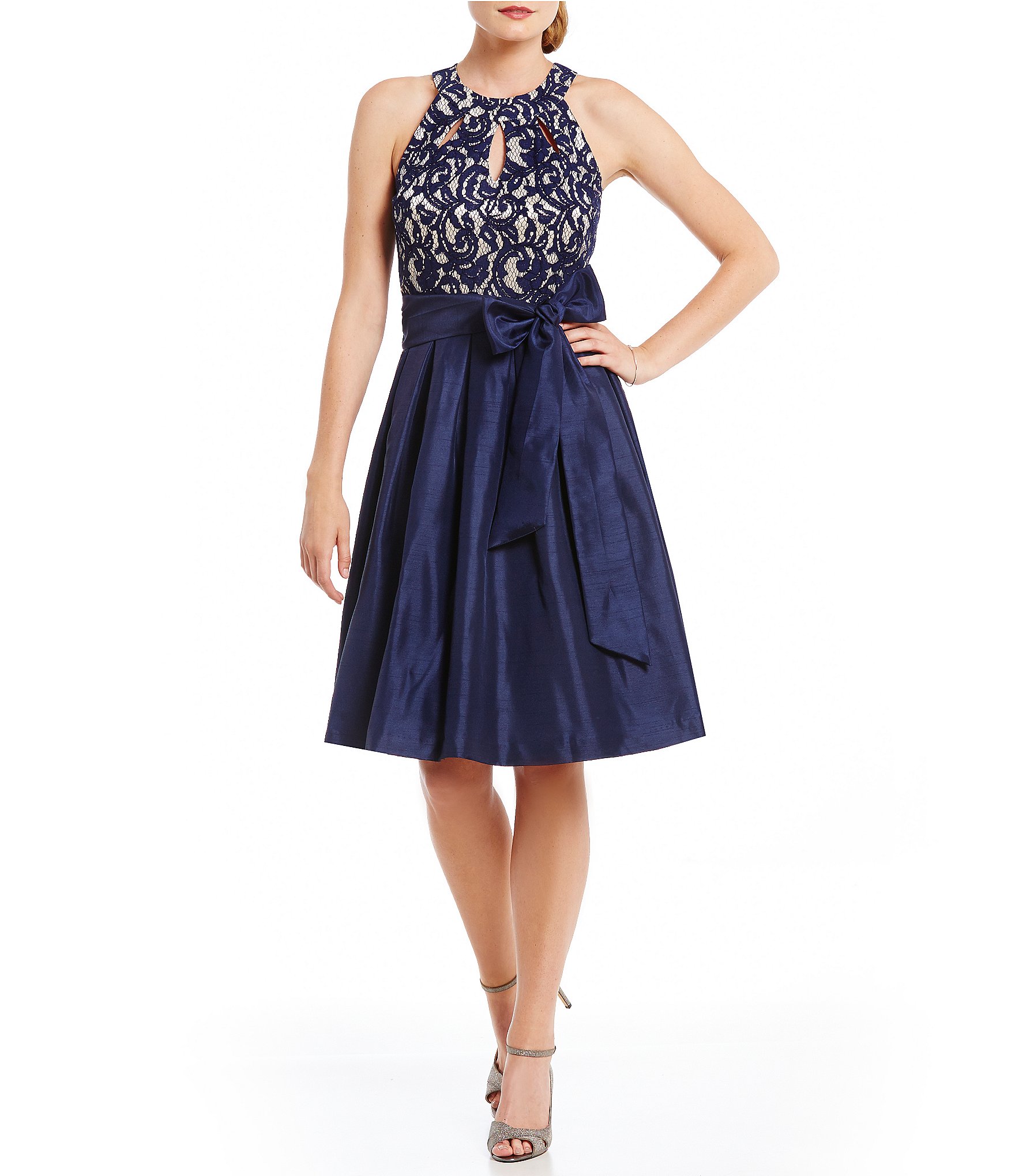 Jessica Howard Petite Lace Keyhole Party Dress | Dillards