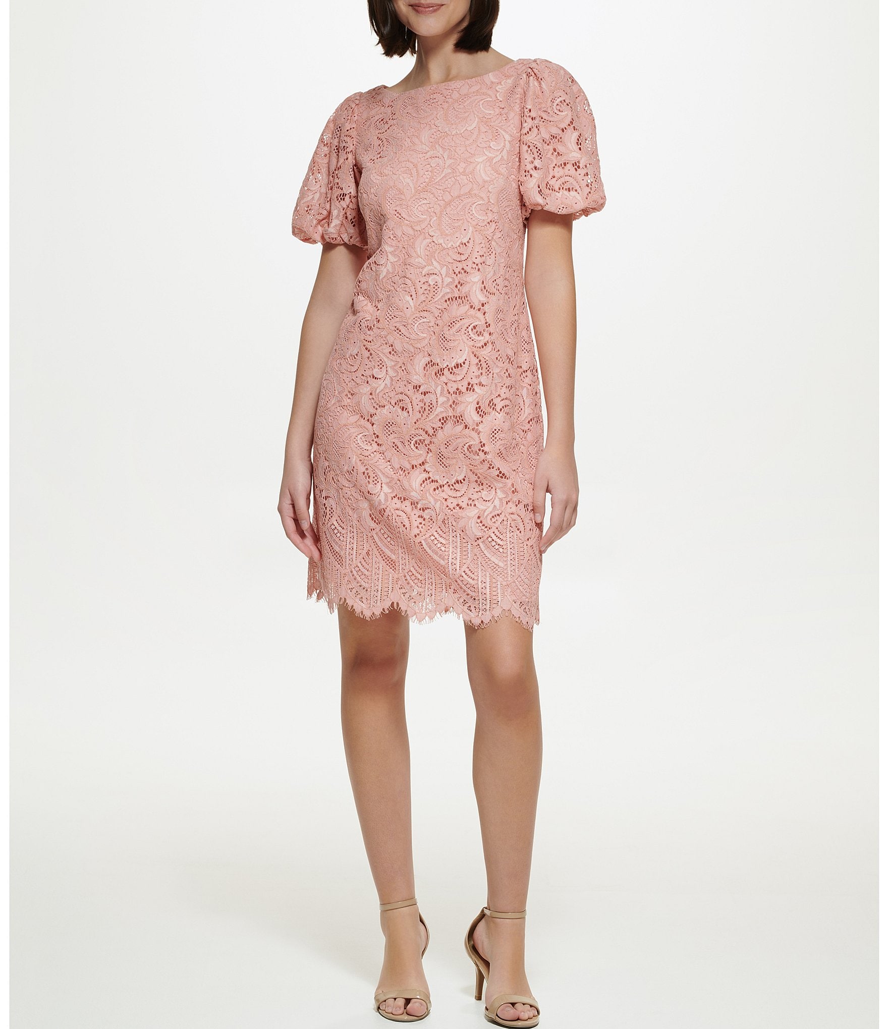 Jessica Howard Petite Size Elbow Puff Sleeve Lace Sheath Dress | Dillard's