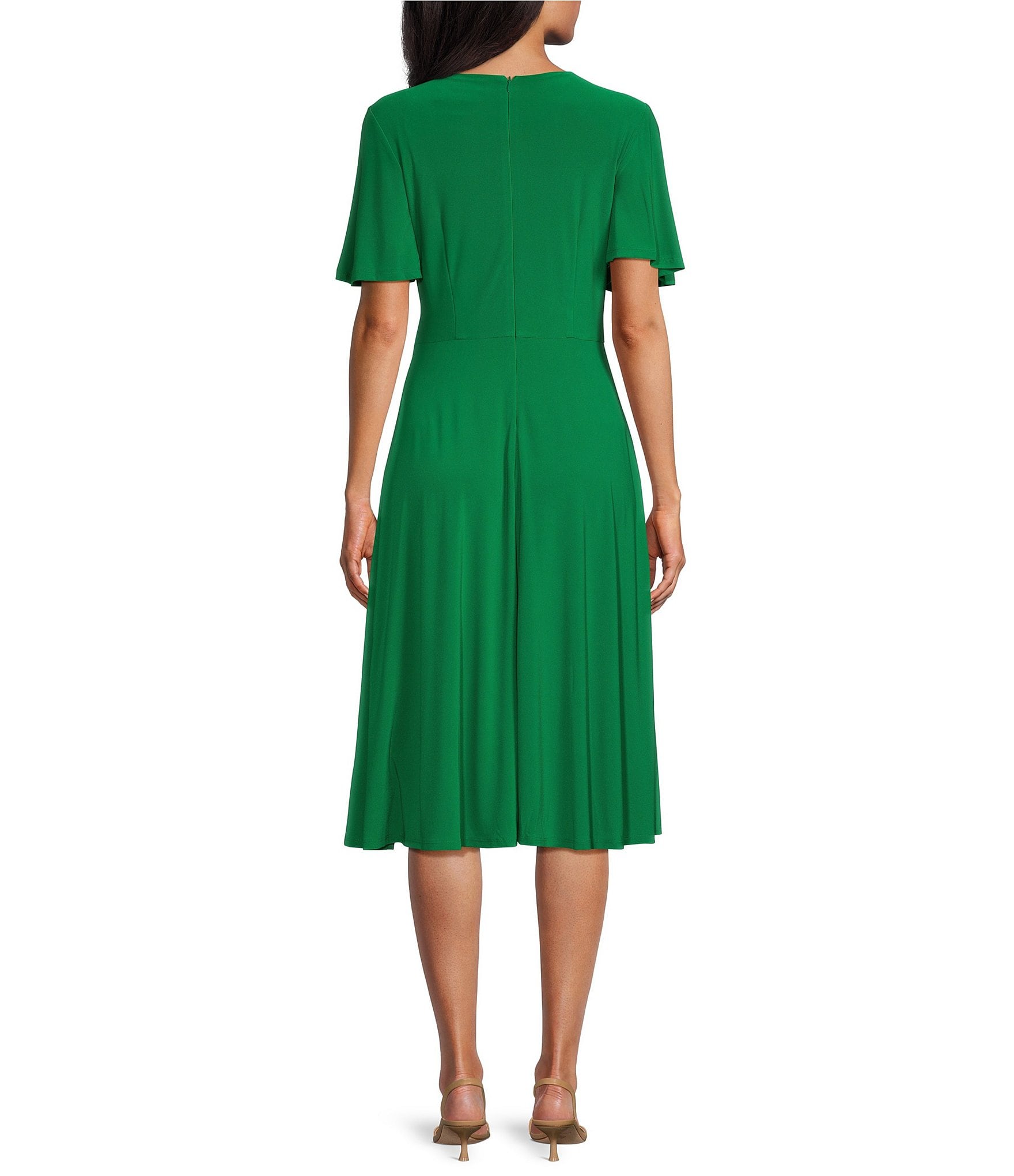 Jessica Howard Short Sleeve Novelty Hardware Midi Dress