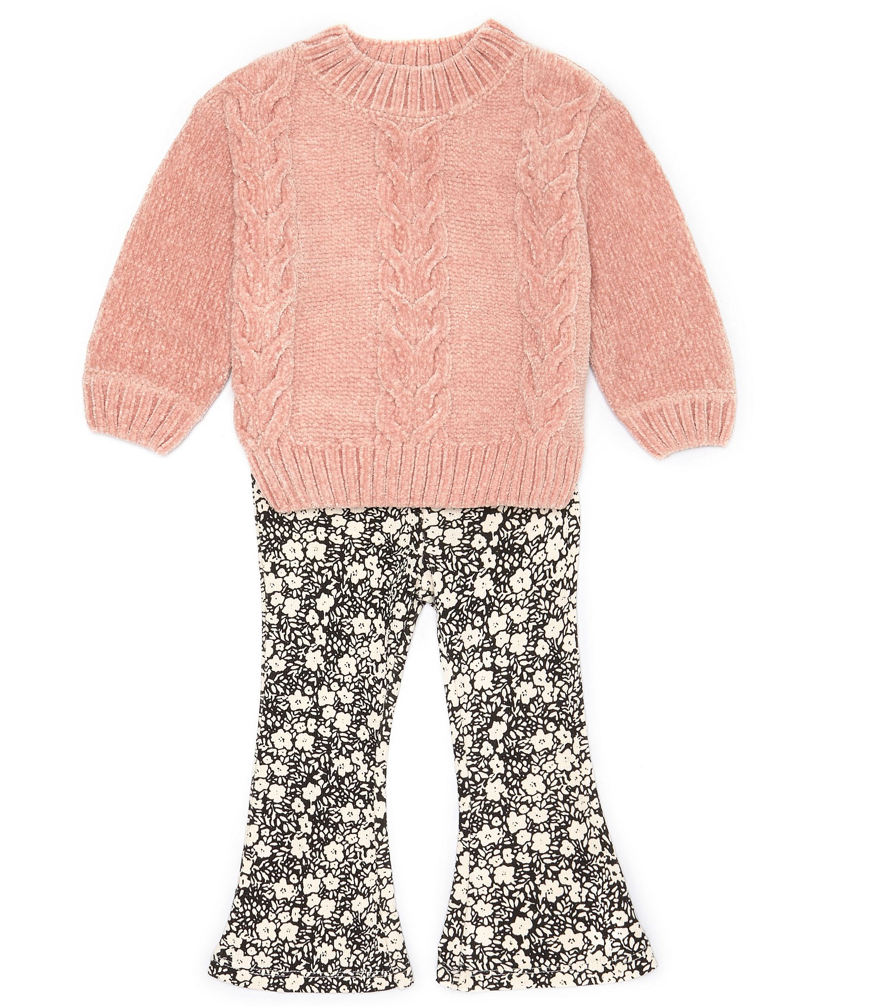 Jessica Simpson Baby Girls 12-24 Months Long Sleeve Cable Knit Sweater &  Printed Flare Pants Set | Dillard's