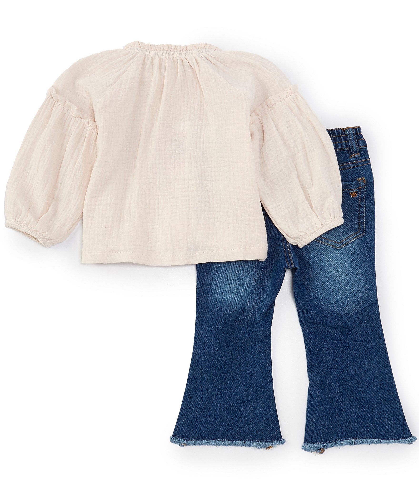 Jessica Simpson Baby Girls 12-24 Months Long Sleeve Woven Top & Five-Pocket Denim Jeans Set